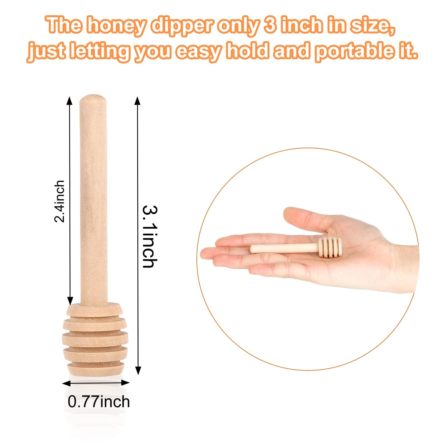 51 PCS Mini Wooden Honeycomb Sticks - 3 Inch Honey Dipper Stirrer for Honey Jar Dispense and Wedding Party Favors Gift