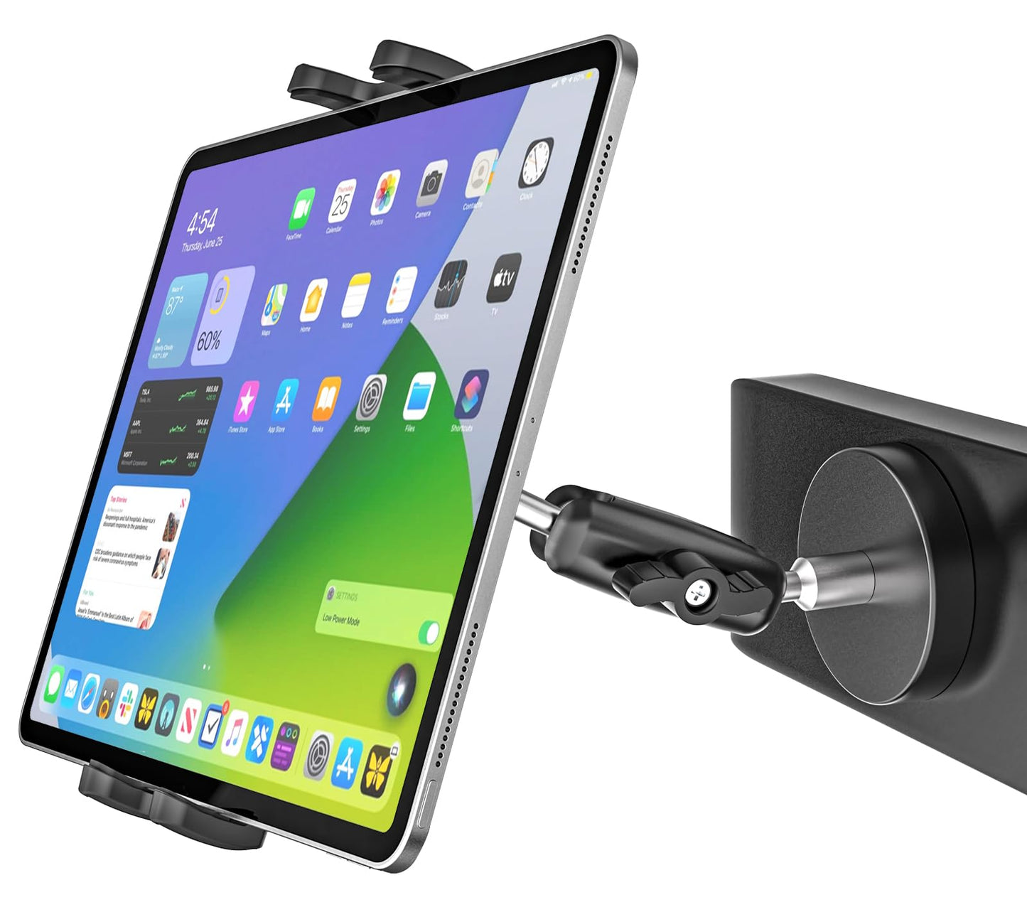 Kolasels Magnetic Tablet Holder with Adjustment Arm, Heavy Duty Metal Magnetic Tablet Mount for Cabinet/Fridges/Whiteboard/Gym Equipment/Metal Surface/Gym, Compatible with iPad, iPhone, 4-13" Devices