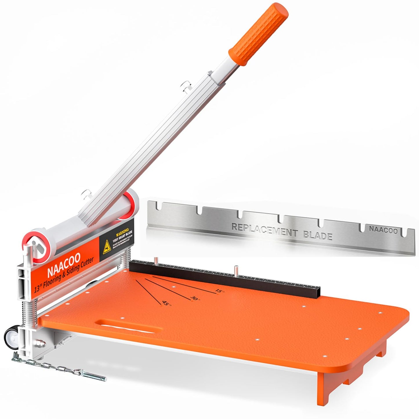 Heavy Laminate Floor Cutter with Replacement Blade, NAACOO 13“ Vinyl Floor Cutter with wheel,Vinyl Plank Cutter – Just 1 Step Meet Angle&Length Cutting,