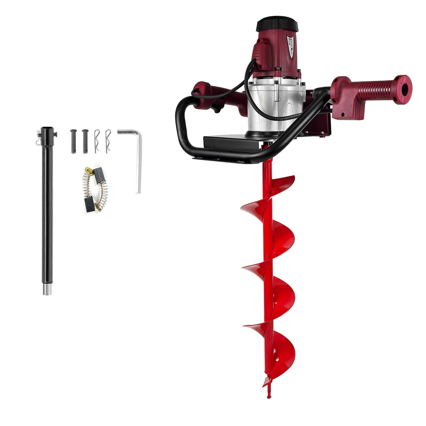 Yoputetool 1500W Electric Post-Hole Digger with 6-Inch Auger Bit, Earth Auger Drill, Auger Bit Earth Auger, Ideal for Post Hole Digging, Drilling, Tree Planting, Red