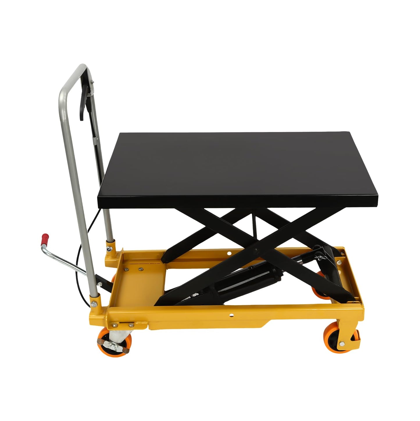 Single Scissor Lift Table, 500lbs Hydraulic Lift Table Cart 28.5" Lift Height Manual Hydraulic Scissor Cart Multi-Function Mobile Platform Cart with 4 Wheels for Material Handling and Transportation