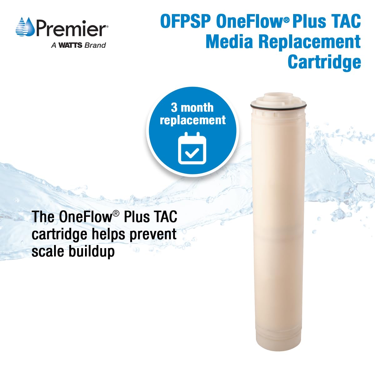 Watts Premier OFPSP OneFlow Plus Whole House Water Filter System & Water Softener, Water Filter Replacement Scale Reduction Cartridge, 1 Pack