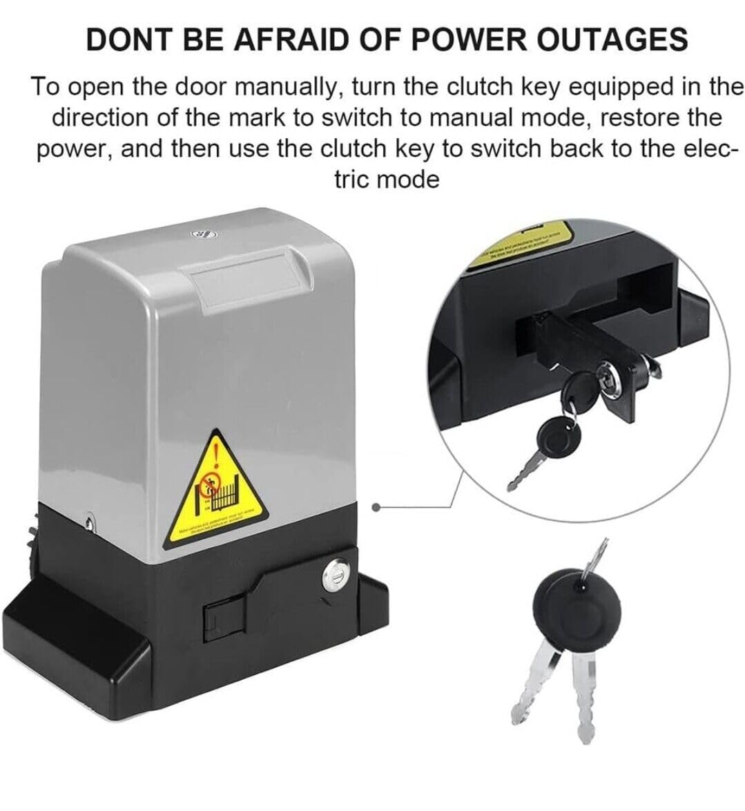 ASGO 3300Lbs Automatic Sliding Gate Opener APP Control Complete Kit, Driveway Slide Gate Operator Motor with Keypad / 6 Remotes / 20ft Chain/Keys/Sensor