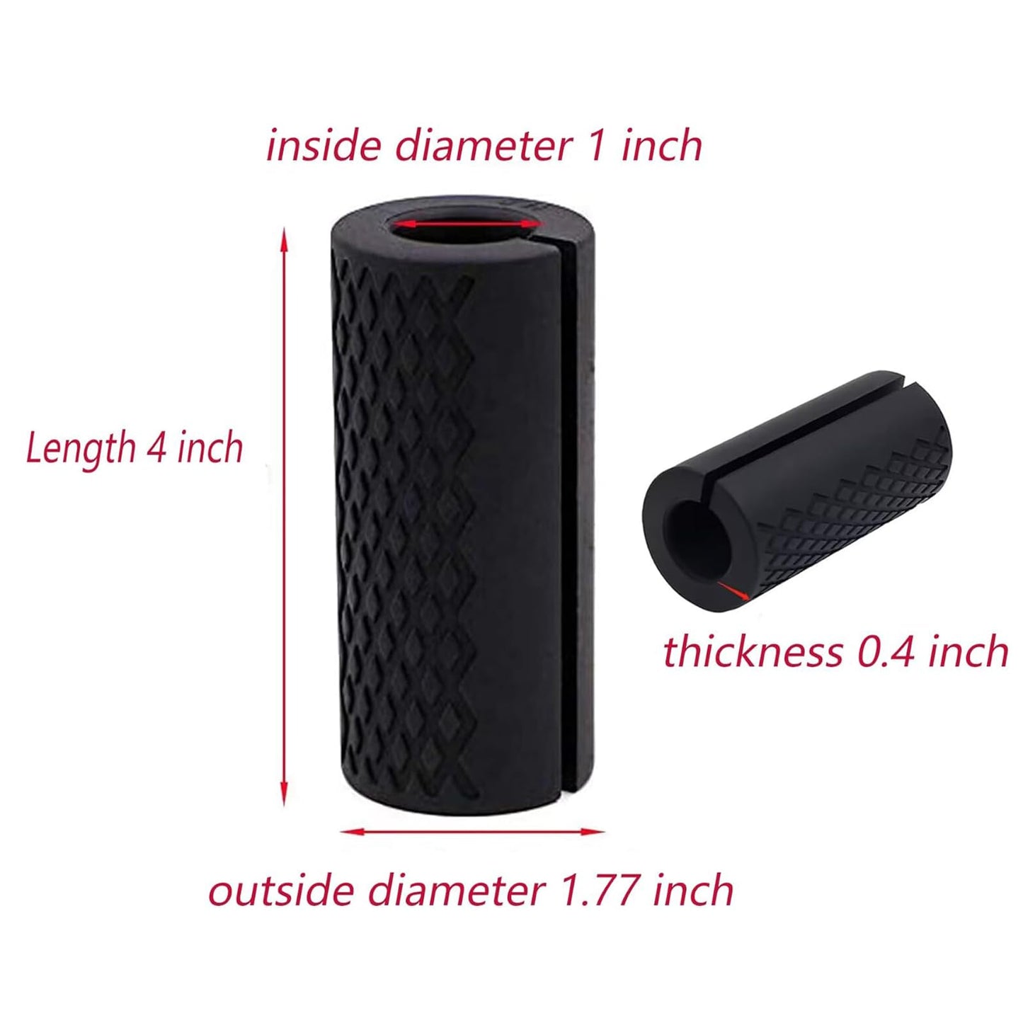 Thick Dumbbell & Barbell Grips for Weightlifting - High-Density Silicone Rubber, Non-Slip Gym Grips for Muscle Growth, Hand Stress Relief, Arm Blaster Adapter Black (1 Pair)