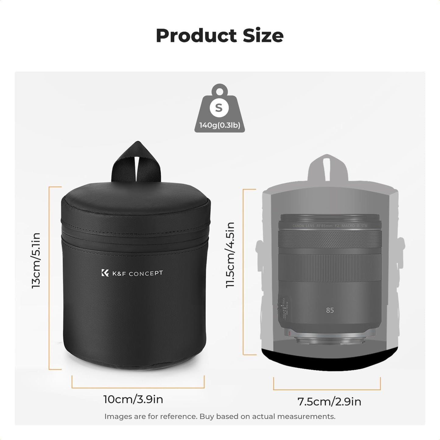 2.9" x4.5" K&F CONCEPT Camera Lens Pouch Case, Waterproof Zipper Lens Protective Bag, Shockproof All-round Camera Lens