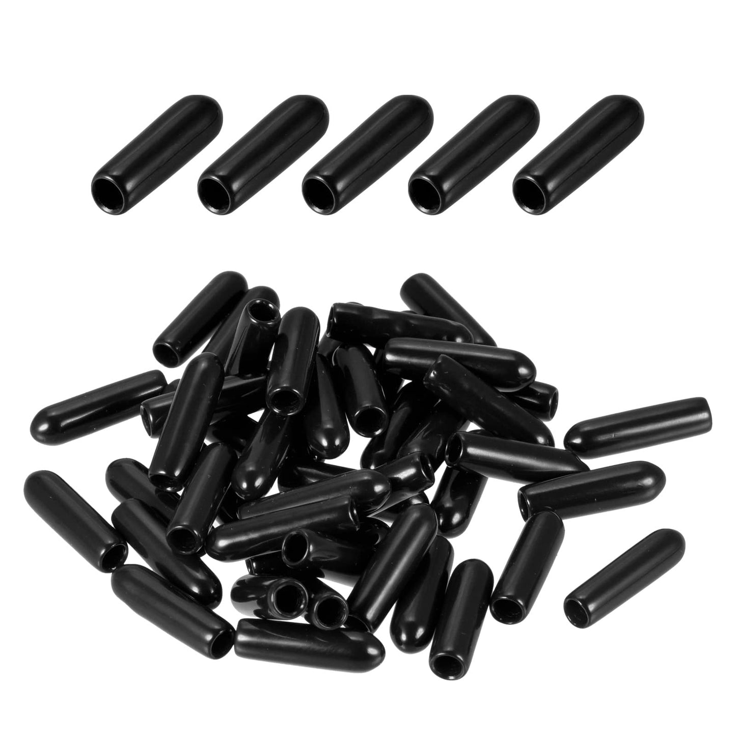 DMiotech 200 Pack 1/8" ID Black Screw Thread Protectors Rubber End Caps Bolt Covers for Screw Bolt Furniture Pipe