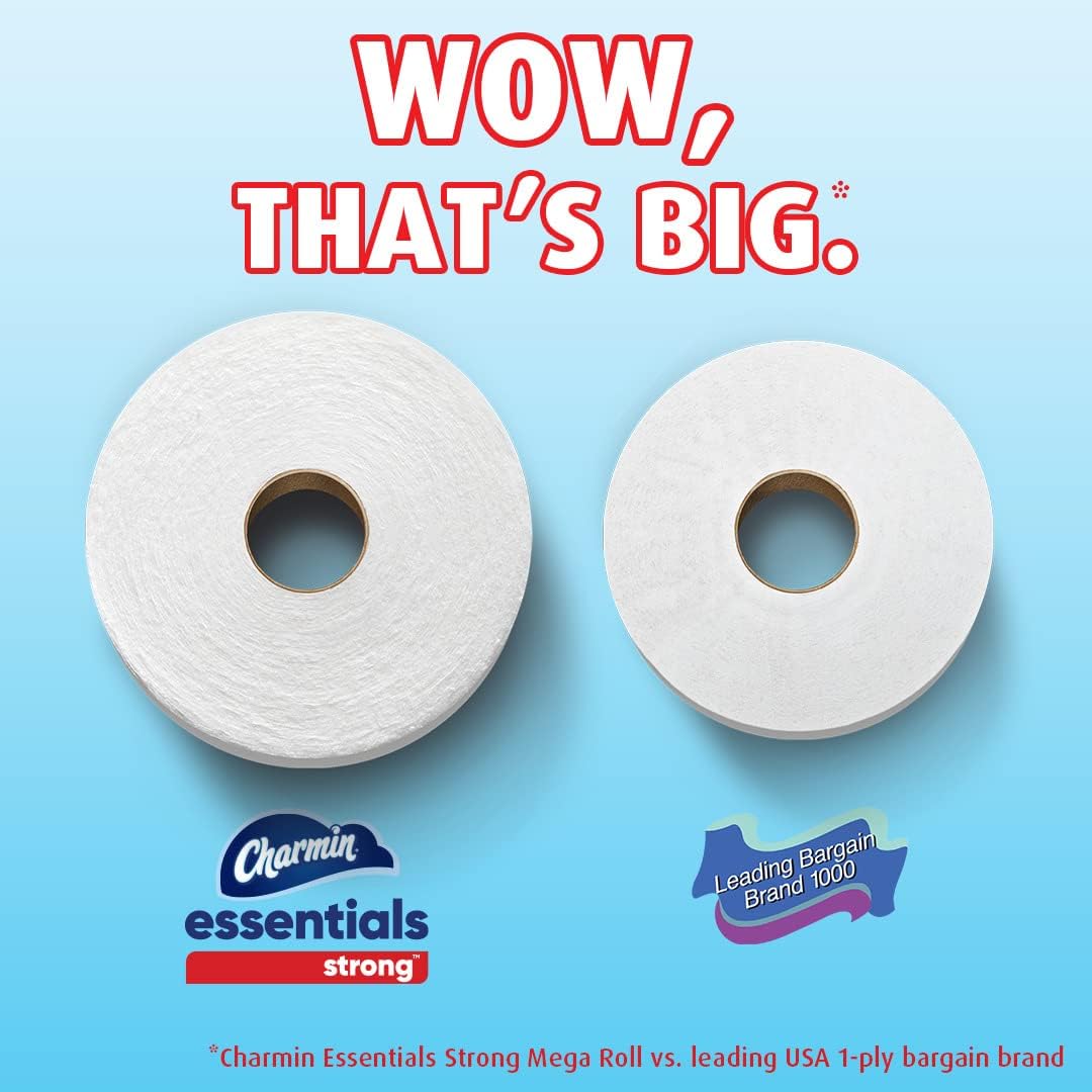 Charmin Essentials Strong Toilet Paper - 9 Mega Rolls (Equivalent to 36 Regular Rolls)