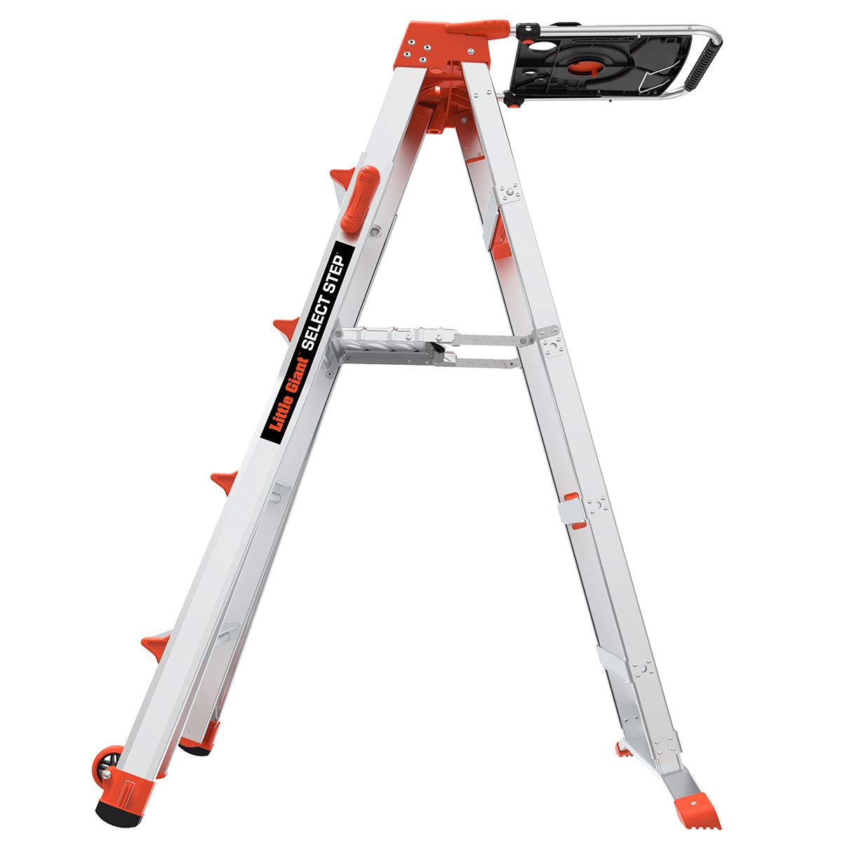 Little Giant Ladders, Select Step with AirDeck Accessory, 5-8 Foot, Stepladder, Aluminum/Orange