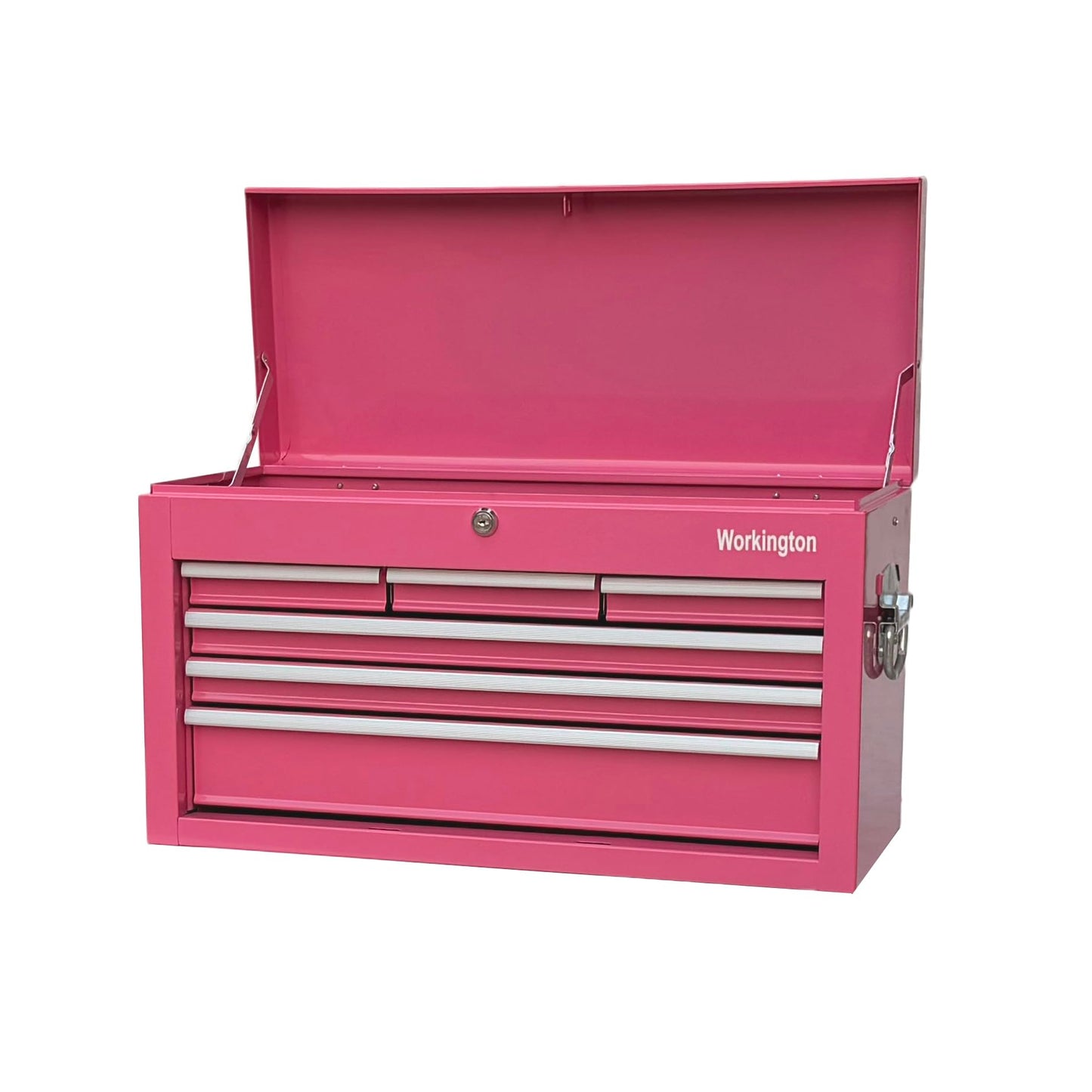 Workington Portable Metal Tool Chest with 6 Drawers, 24" 6-Drawer Tool Chest Cabinet with Ball Bearing Drawer Slides, Steel Tool Storage Box Organizer 4005 Pink