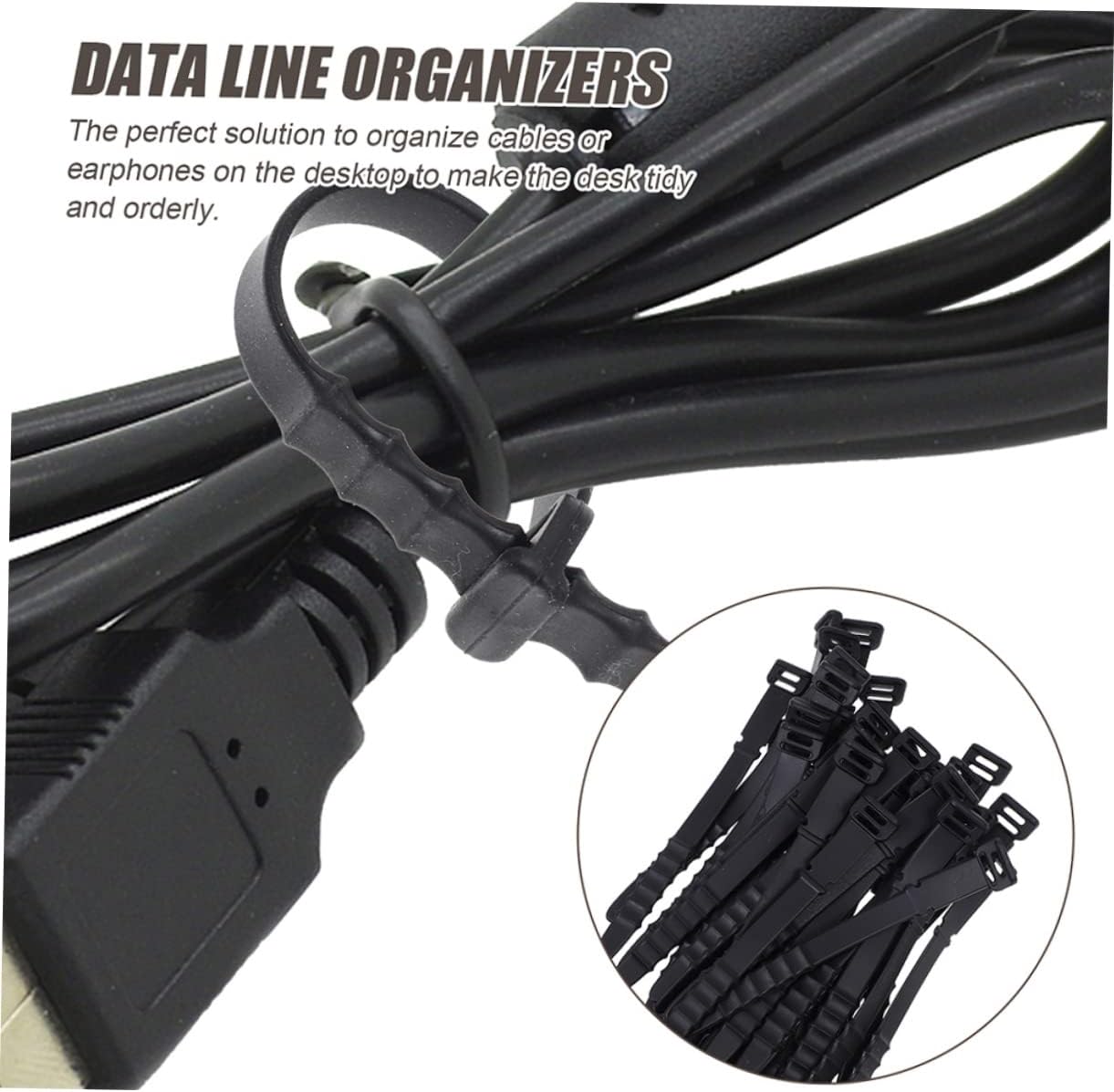 12pcs Silicone Cable Organizers Headphone Cord Keepers USB Cable Winders for Desk Nightstand Office Tangle Management