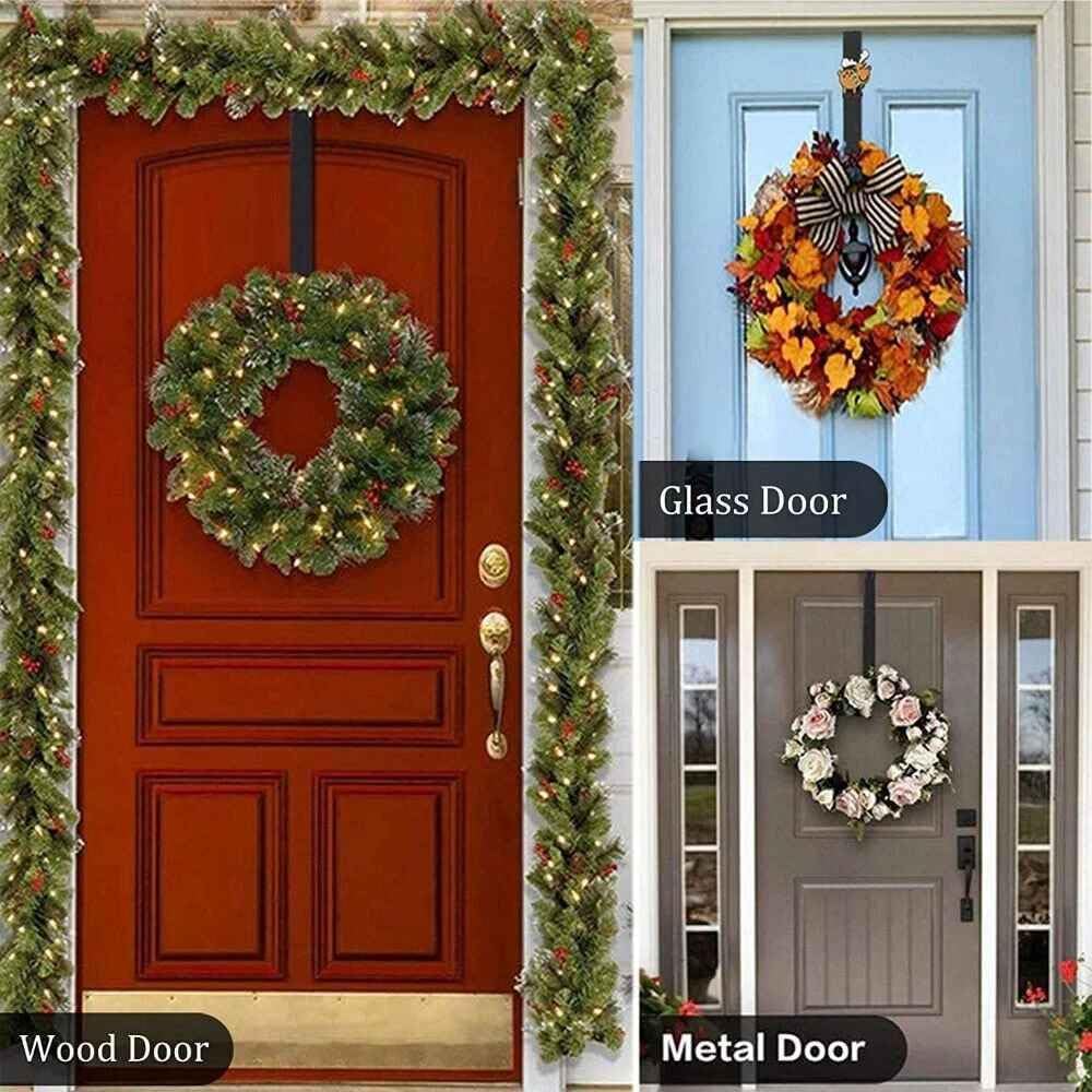 Regine Switzerland Adjustable Black Wreath Hanger - Durable Carbon Steel Door Hook for 15” Wreaths