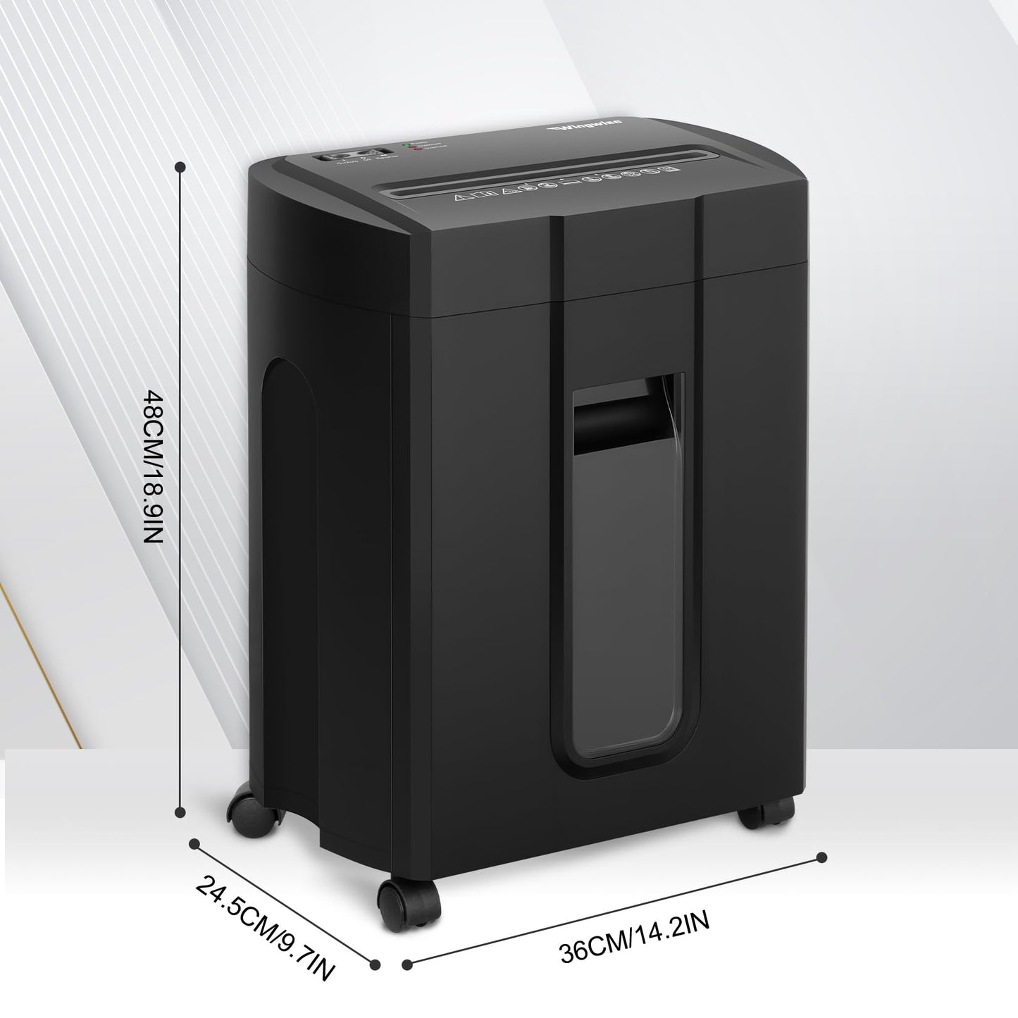 Low Noise 48dB Paper Shredder for Home, 15-Sheet Cross Cut, CD/Credit Card Office Shredder, 4.7 Gallons Wastebasket, P-4 High Security, Black