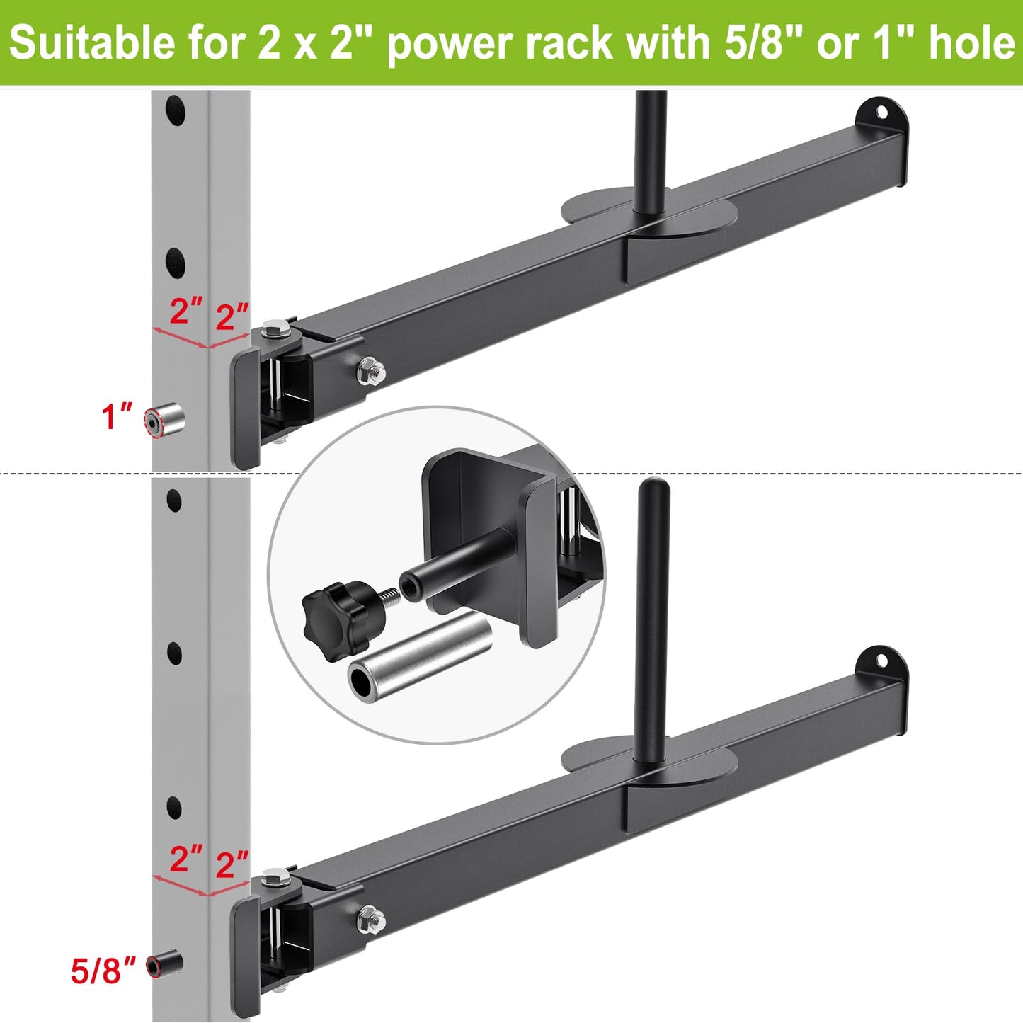 SELEWARE Belt Squat Lever Arm for 2" x 2" Power Cage with 1" Hole, Squat Rack Attachment Fit 1'' and 2'' Weight Plates Allow Both Vertical and Sideways Movements