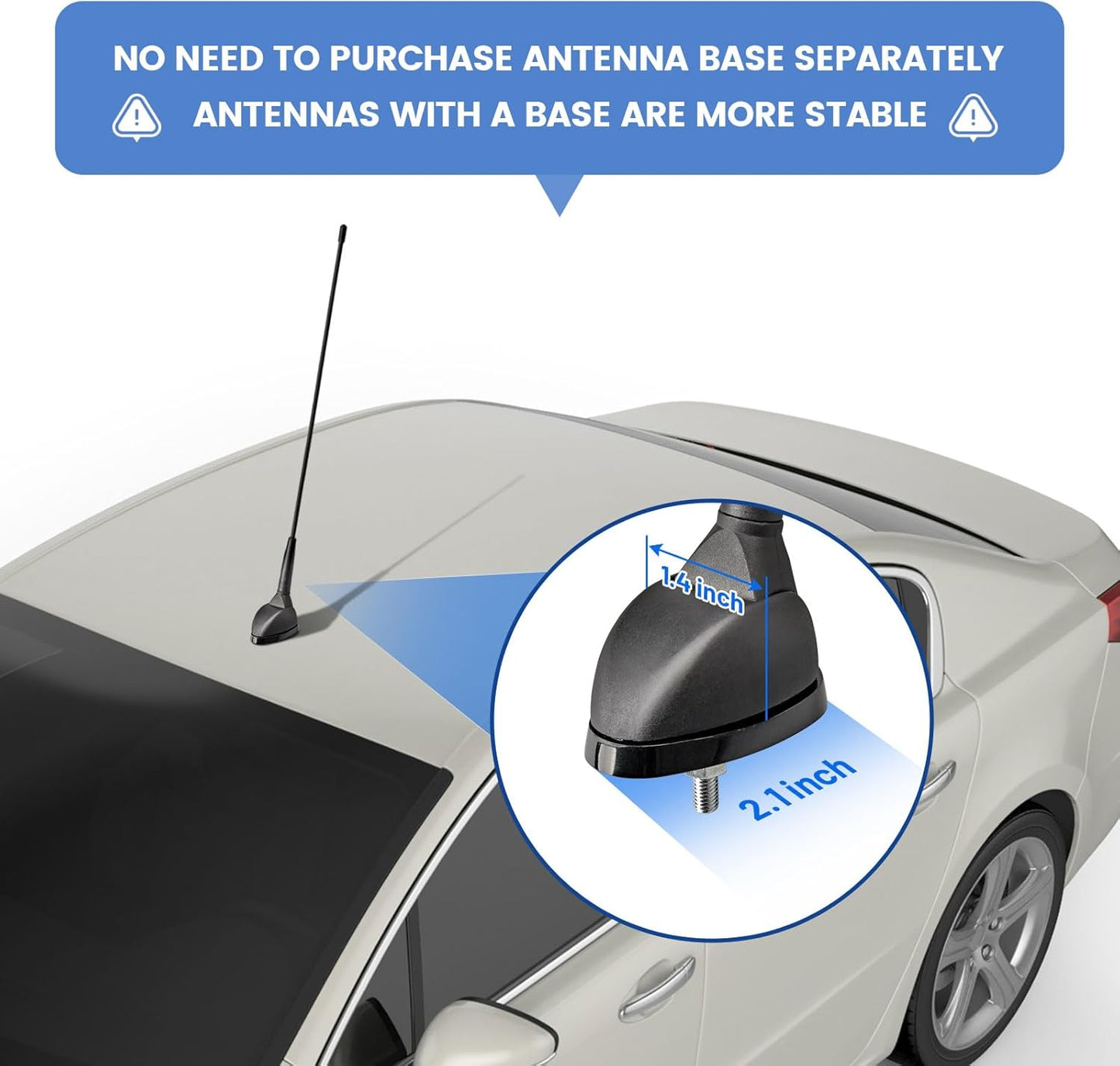 Anina 16 Inch 16" AM/FM Universal Top/Side Mount Antenna for Vehicle Truck Boat ATV UTV RV Motorcycle, Car Radio Aerial