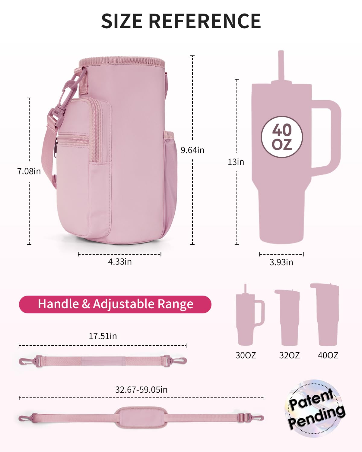 sportsnew Magnetic Gym Bag for Women Men, Crossbody Insulated Cup Sleeve Water Bottle Carrier Holder with Strap for 40oz Tumbler with Handle, 4 Built-in Magnets Small Gym Bag for Workout, Walking