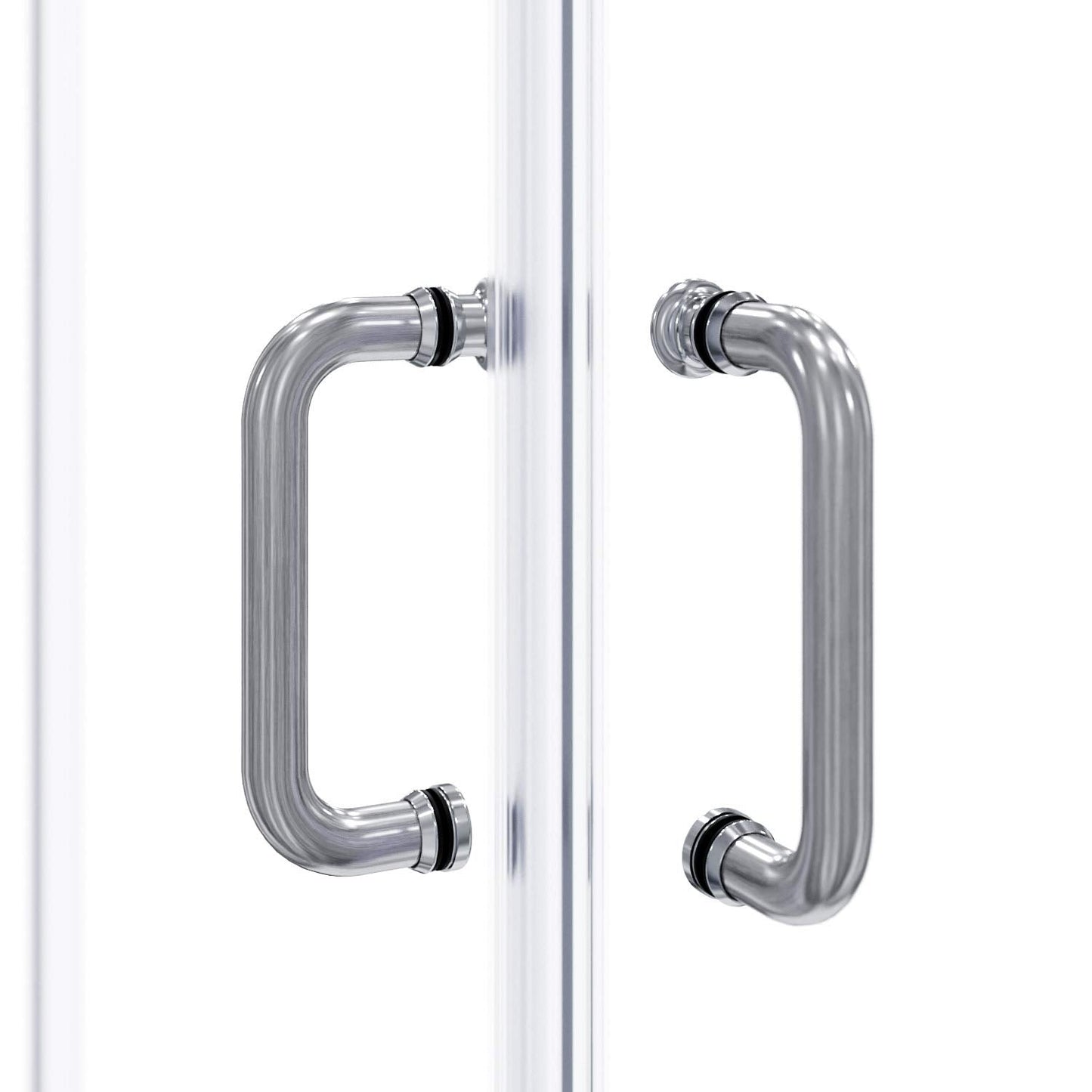 ELEGANT Corner Shower Door 36 in. D. x 36 in. W. x 72 in. H. with 1/4 in. Clear Glass, Sliding Shower Enclosure in Brushed Nickel, Double Sliding Shower Door, Shower Base Not Included