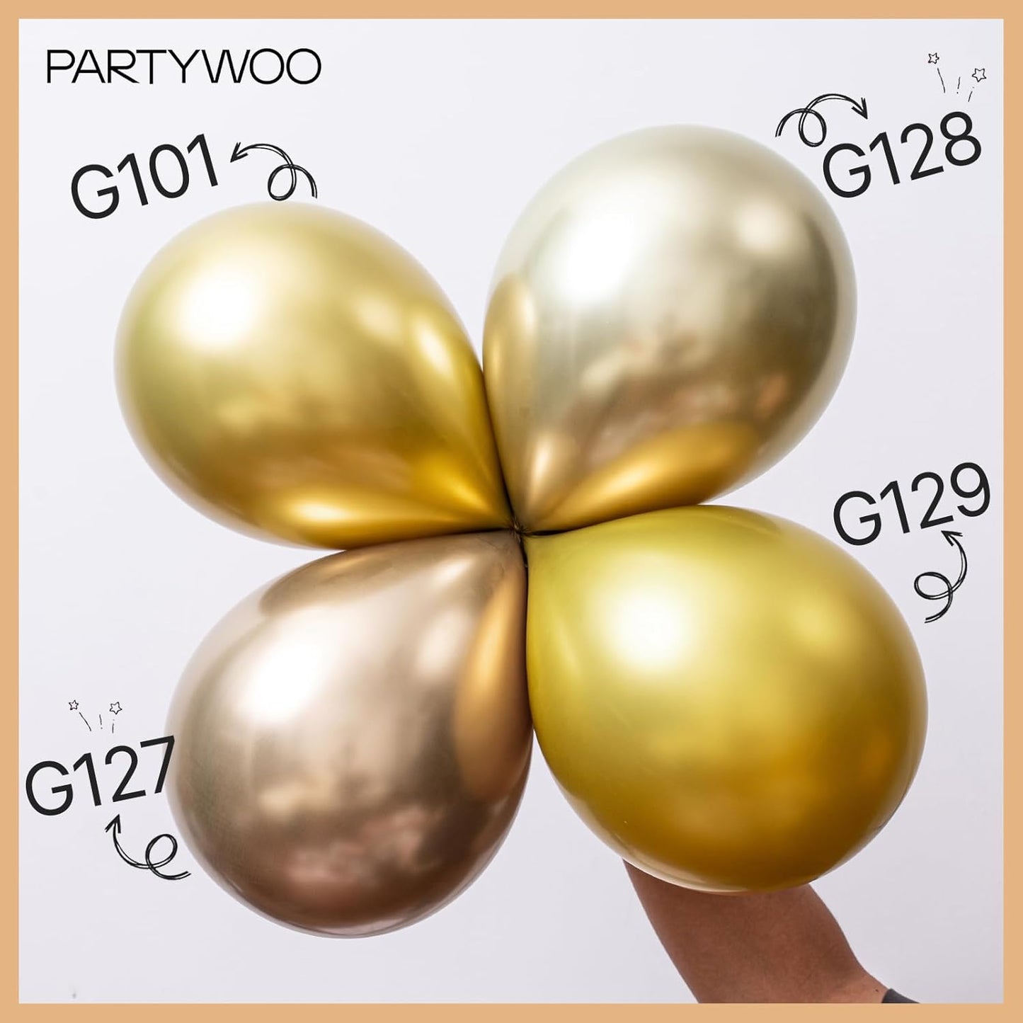 PartyWoo Metallic Gold Balloons - 100pcs 12 Inch Chrome Latex Helium Balloons for Celebrations