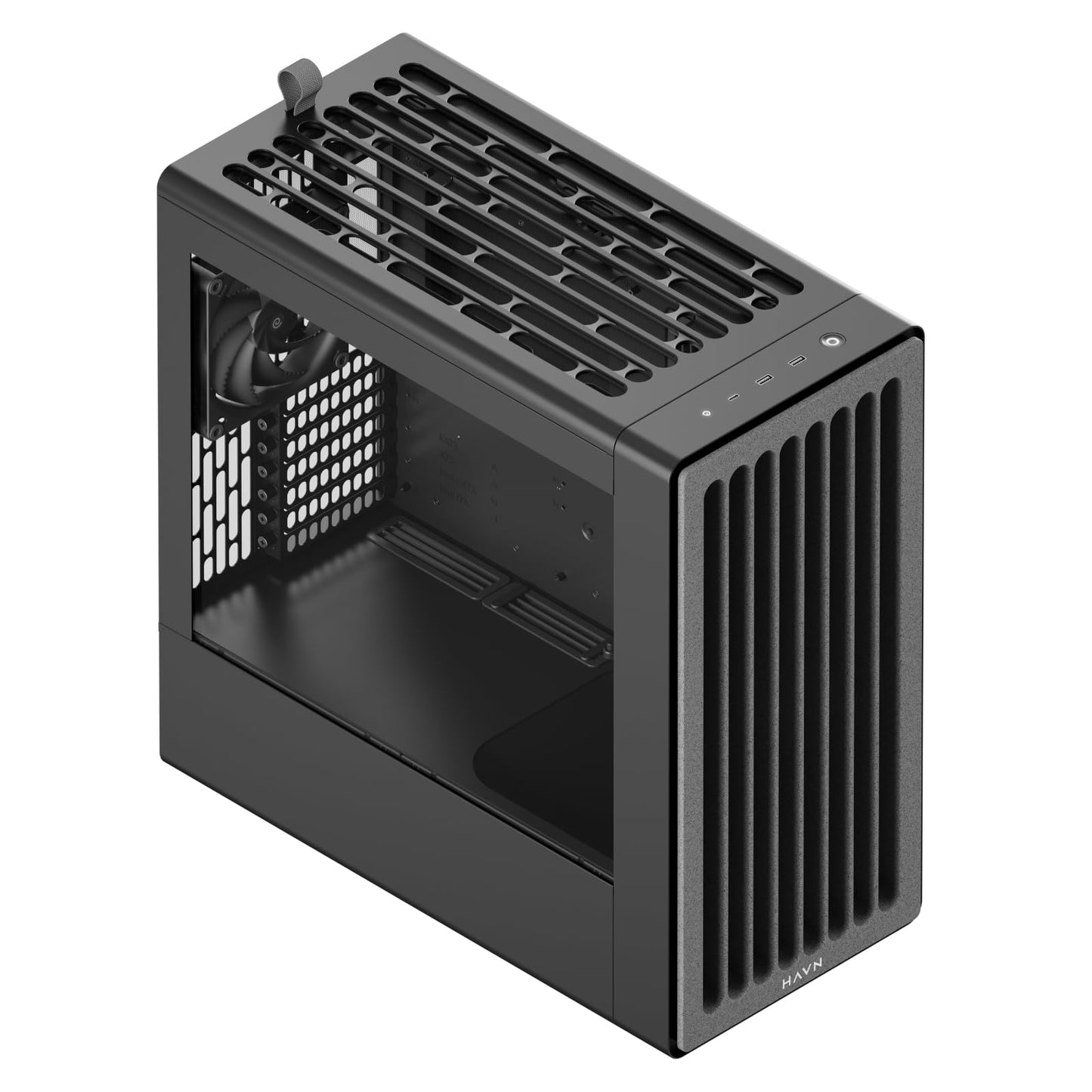 HAVN BF 360 Flow High Airflow ATX Mid Tower PC Case, Semi-Open SGCC Steel Frame, SimpliCable Cable Management, 2X 180mm Fan, 1x 140mm Fan 360mm Radiator Mounts, Magnetic Panels – Black