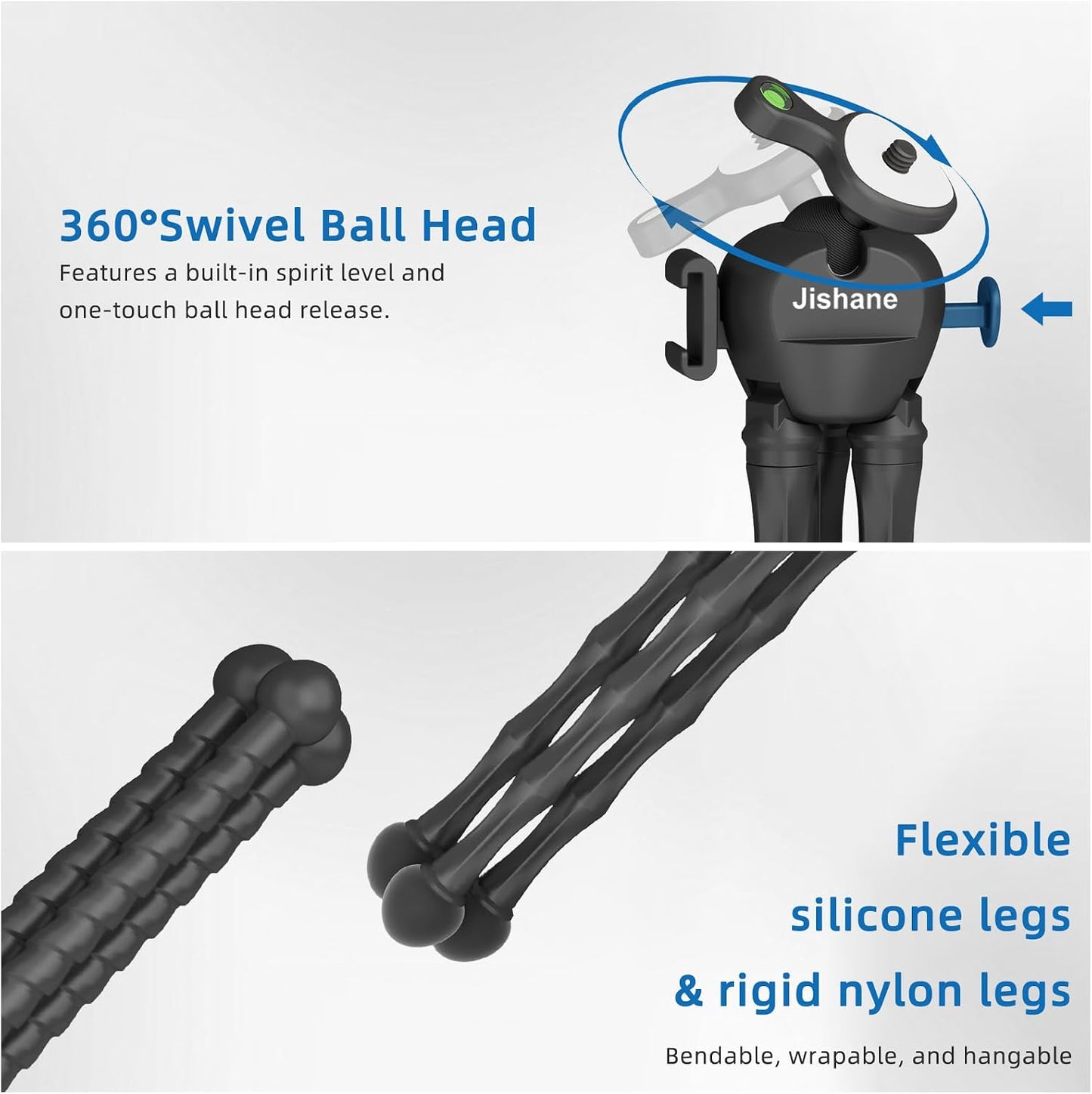 Jishane Hero13/12/11/10, 3 6/5 Pro/4, Insta360 X5/X4 360 Tripod for Camera Stand, Mini Flexible Action Camera Tripod