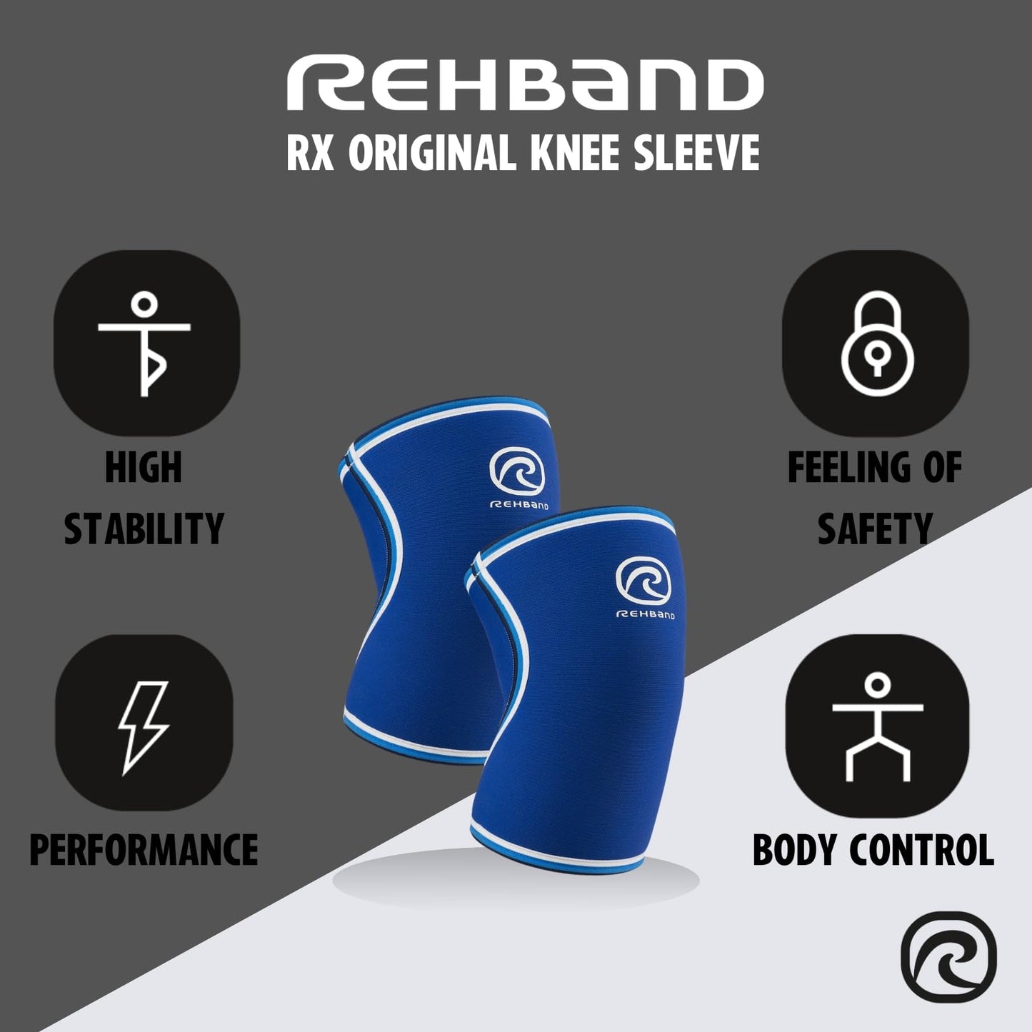 Rehband Classic Knee Sleeve for Strength Training - 7mm Neoprene Knee Brace Competition, Weightlifting, Flexible & Non-Slip Knee Support for Men & Women with anatomic shape, Colour:Blue - 1 Pair, Size:Small