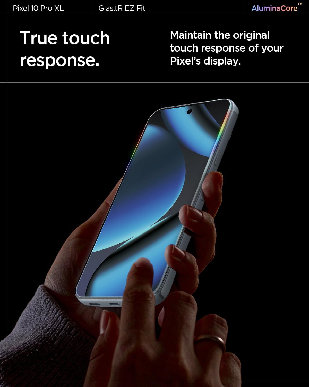 10 9 [2 Pack] 9H+ Spigen AluminaCore Tempered Glass Screen Protector [GlasTR EZ FIT] designed for Pixel Pro XL | Pixel