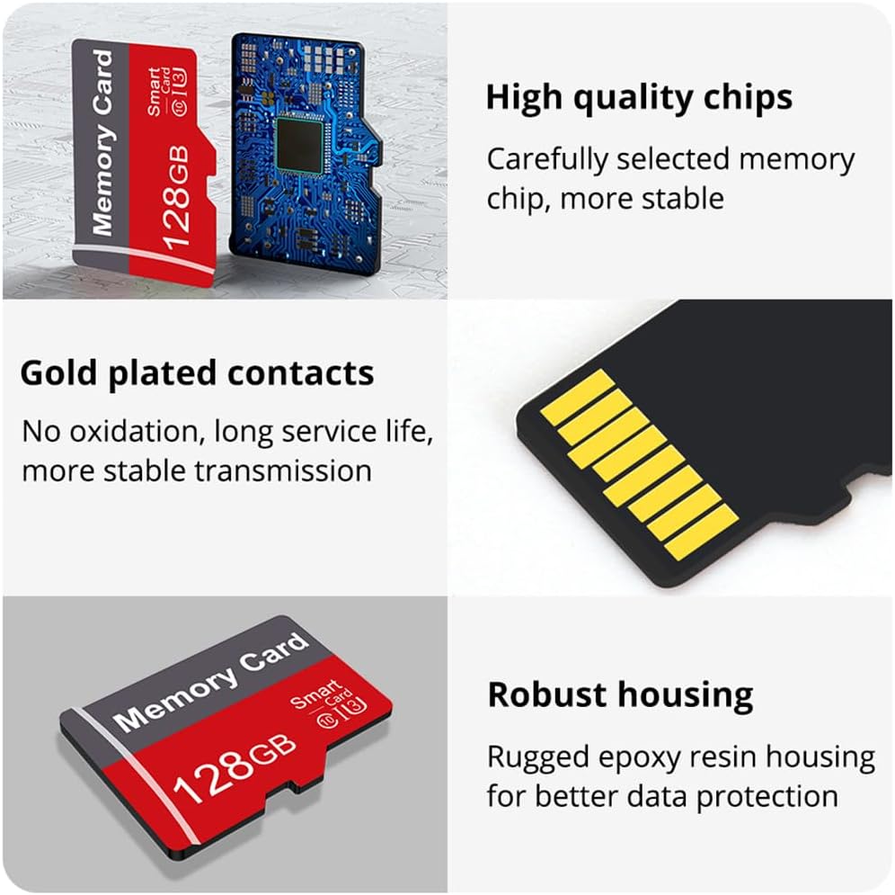 Yicunxin 2 Pack 128GB C10 A1 (128, Memory Card with Adapter, High Speed TF Card, UHS-I Memory TF Card for Tablet/Mobile
