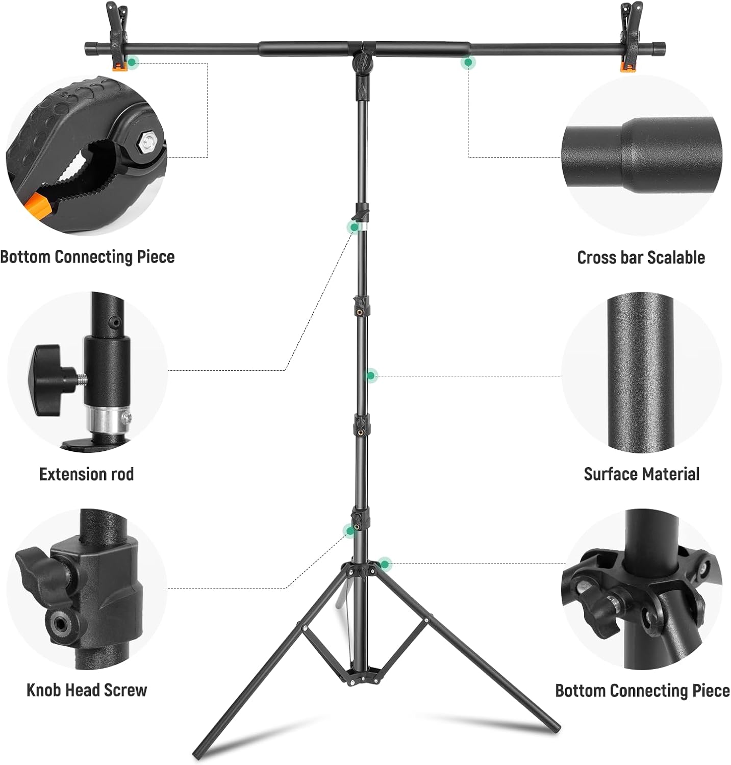 4.6x6ft Green Screen Backdrop Kit with T-Shaped Stand, Adjustable Chroma Key Green Screen for Streaming, Photography