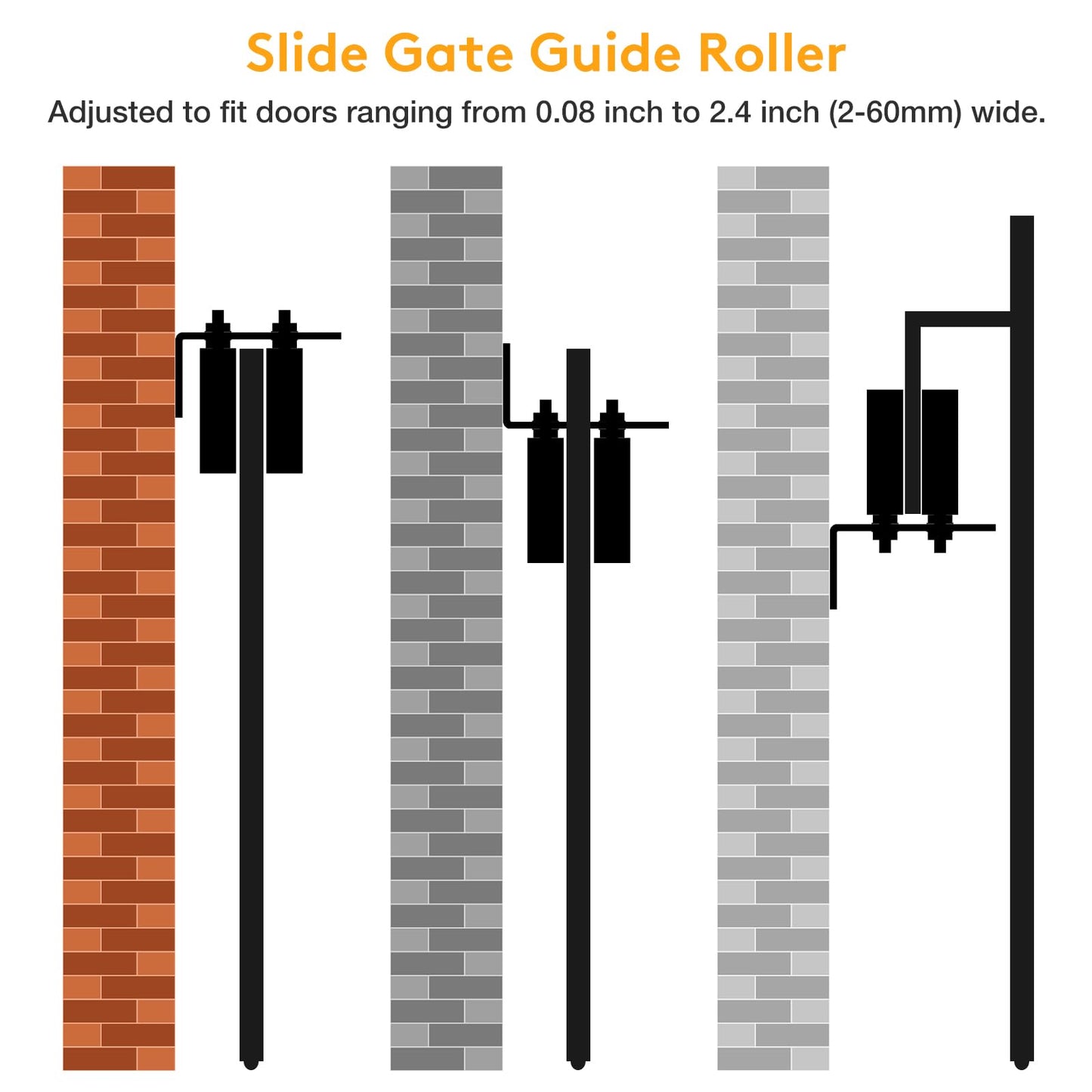 6" Gate Roller Guide with L-Bracket, Universal Adjustable Heavy Duty Sliding Gate Rollers,Sliding Gate Kit, Black Sliding Gate Guide Roller,Sliding Door Hardware