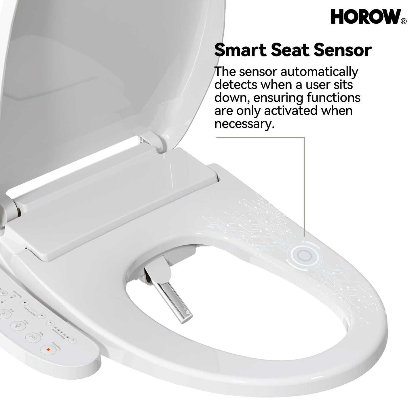 HOROW T0338W One Piece Toilet with Smart Seat, Elongated ADA Height Toilets with Heated Seat, Luxury Smart Toilet with Bidet Built-in, Dual Flush 12'' Rough-in, Standard White Toilet