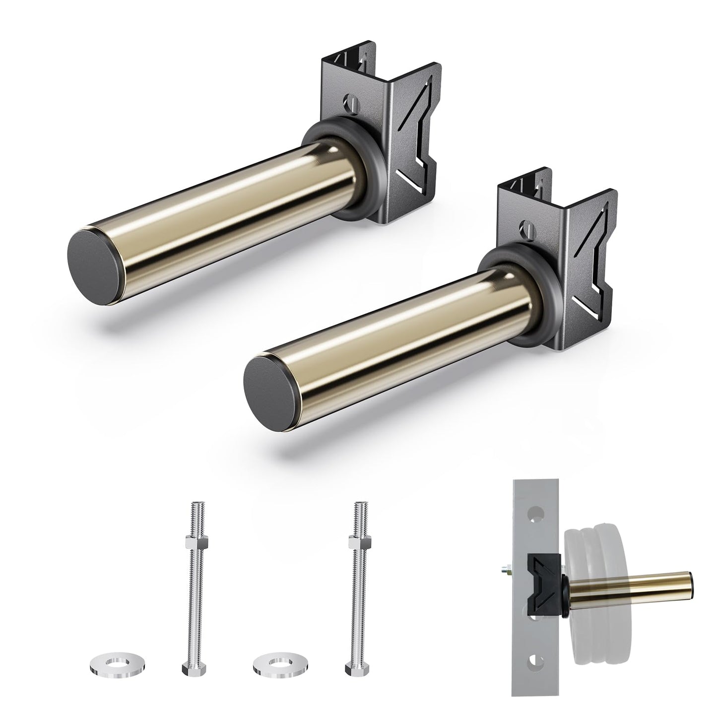 Stainless Steel Sleeve Weight Plate Holder for Power Rack – Choose 2×2 or 3×3 Uprights – Fits 5/8" to 1" Holes – 300lbs Capacity, Heavy-Duty Steel Peg with Stainless Cover, Pair (For 2x2" Rack)