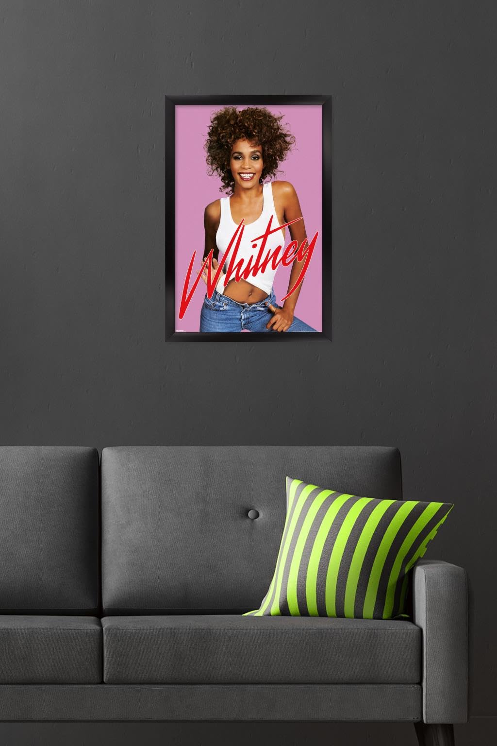 Trends International Whitney Houston - Jeans Wall Poster, 22.4L x 14.7W, Black Framed Version