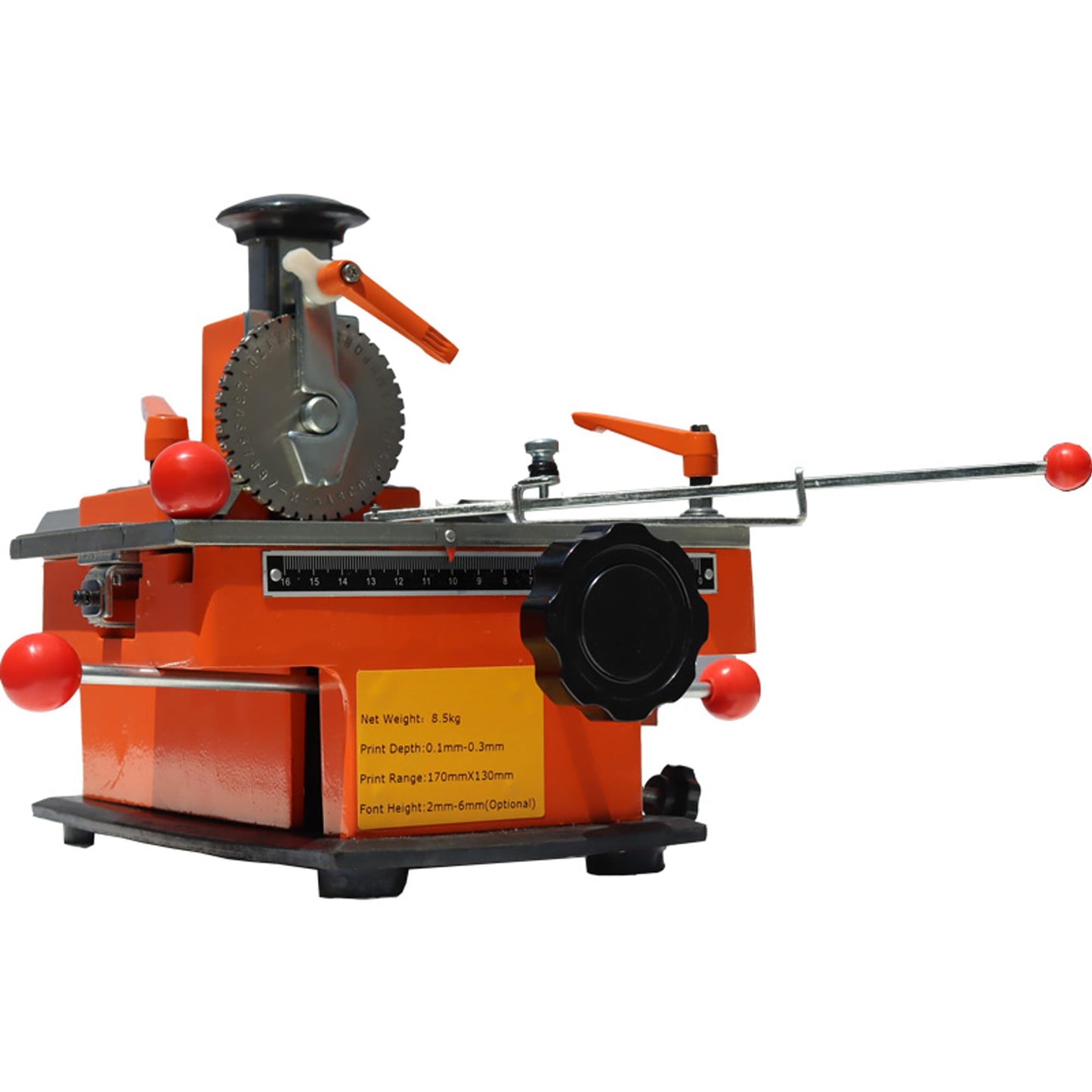 HQHAOTWU Semi-Automatic Sheet Embosser Metal Nameplate Marking Machine 4mm Metal Stamping Printer with Fixture for Printing Uppercase Letters Digits&Simple Symbols