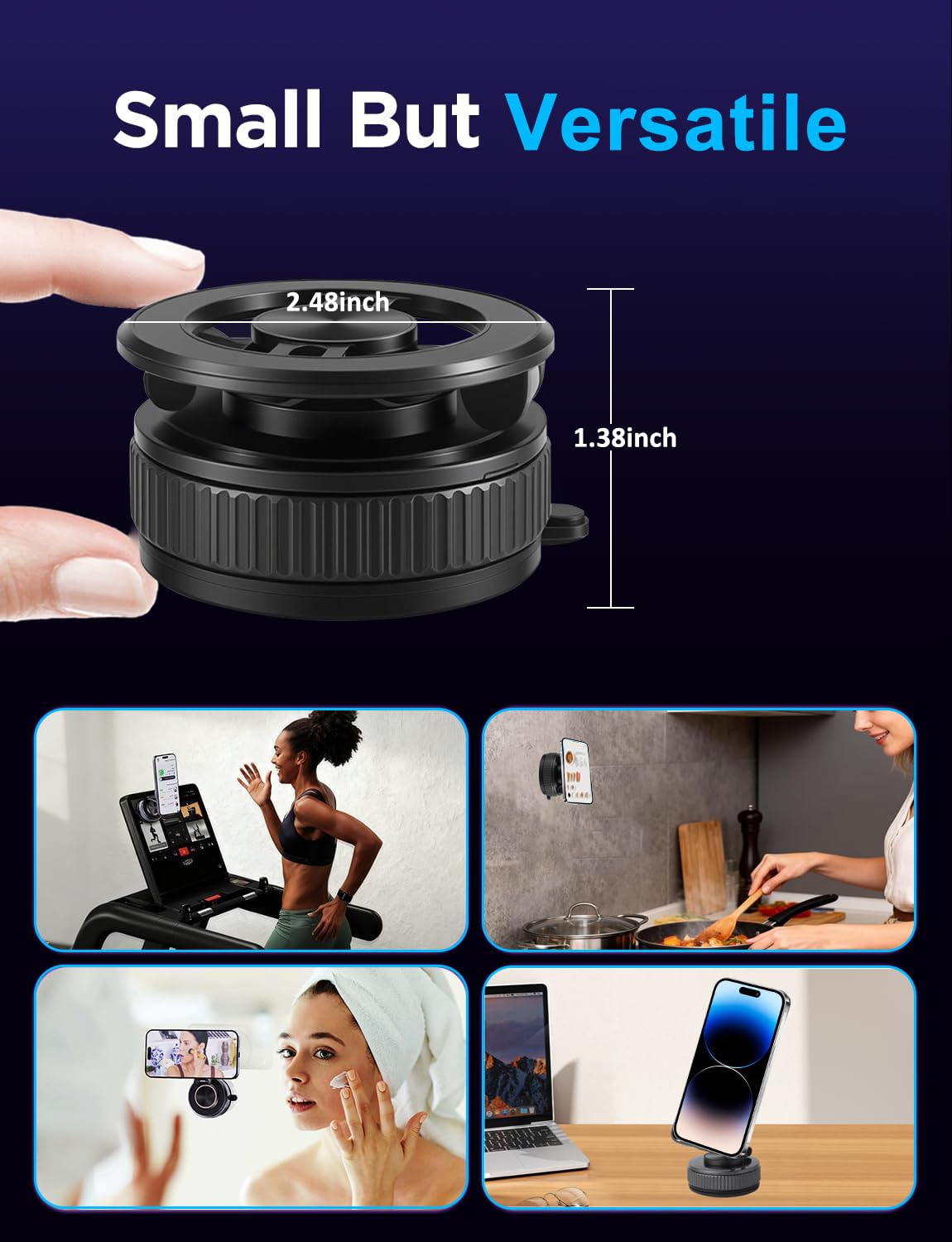 METINFUS Vacuum Magnetic Phone Holder for Car, 360° Ajustable Car Holders for Magsafe,Ultra Strong Suction Cup Phone Mount, Foldable Cell Phone Holders for Car/Gym/Mirror Bracket for iPhone & Android