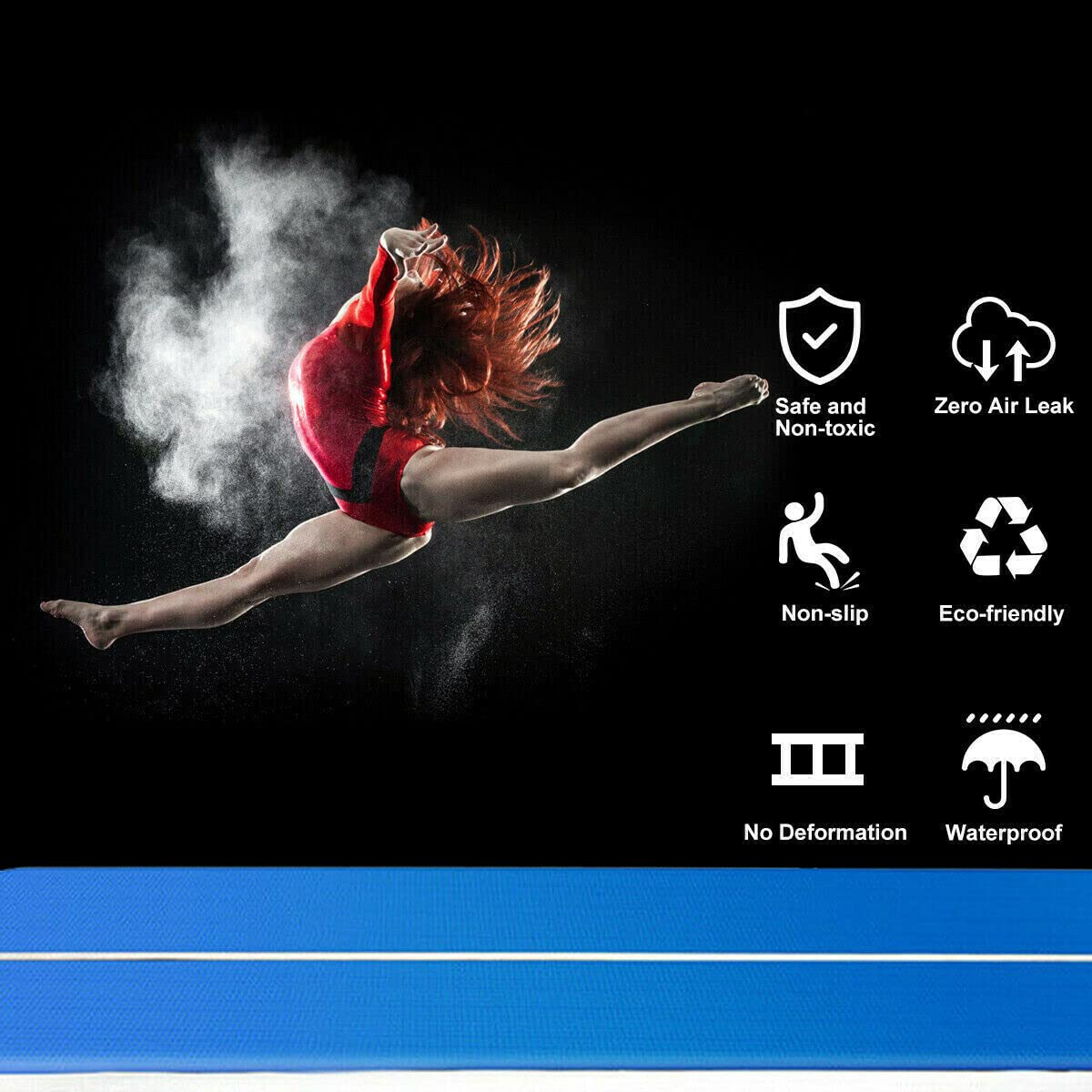 ERfairdeal Air Gymnastics Track Mat 20FTx6.6FTx8 inches Thickness Gymnastics Tumbling Air Mat Inflatable Tumble Track with Electric Air Pump for Gym/Training/Yoga/Home use/Exercise/Cheerleading/Water