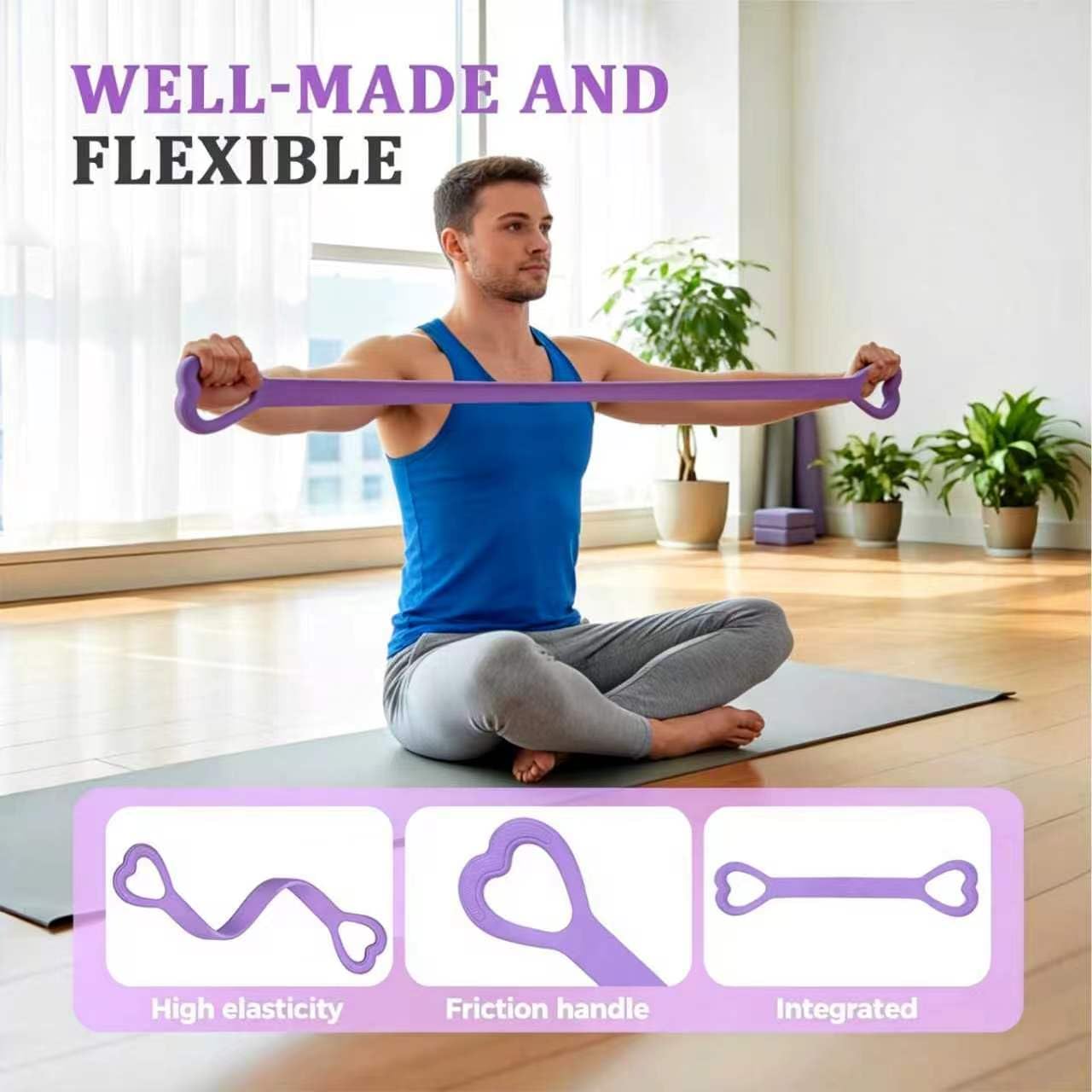 Figure 8 Resistance Band,3PCS 2026 New Resistance Band with Handles for Working Out, Elastic Ropes for Arm Back Shoulder Stretching Training
