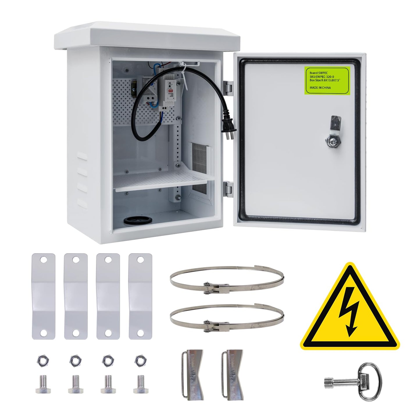Waterproof Outdoor Electrical Junction Enclosure Nema Box with Fan & Thermostat Vented with Wall/Pole Mounting Hardware (11.8X15.7X7.9)