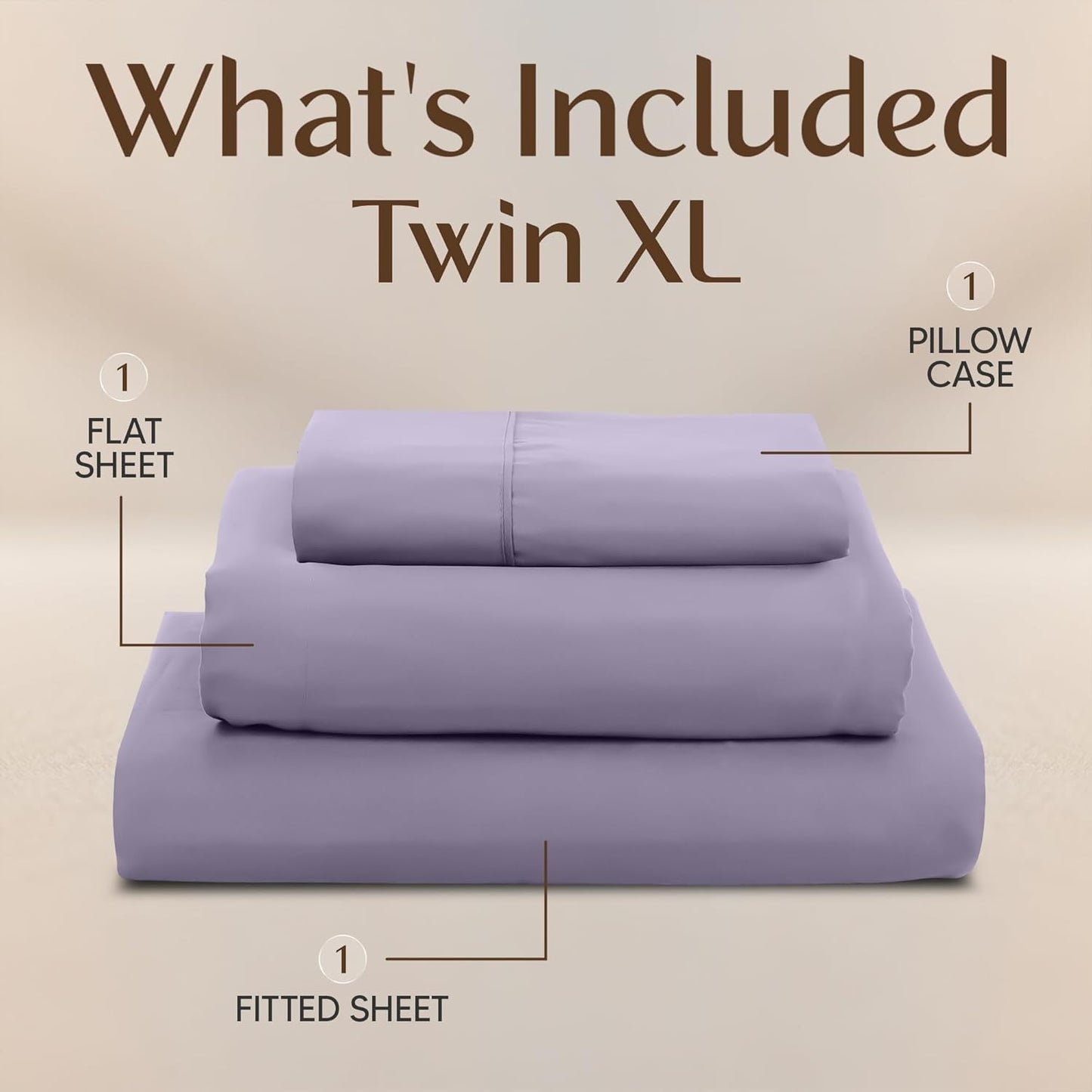 Utopia Bedding Twin XL Sheet Set - Soft & Breathable Microfiber, 3-Piece in Lavender | Oeko-Tex Certified