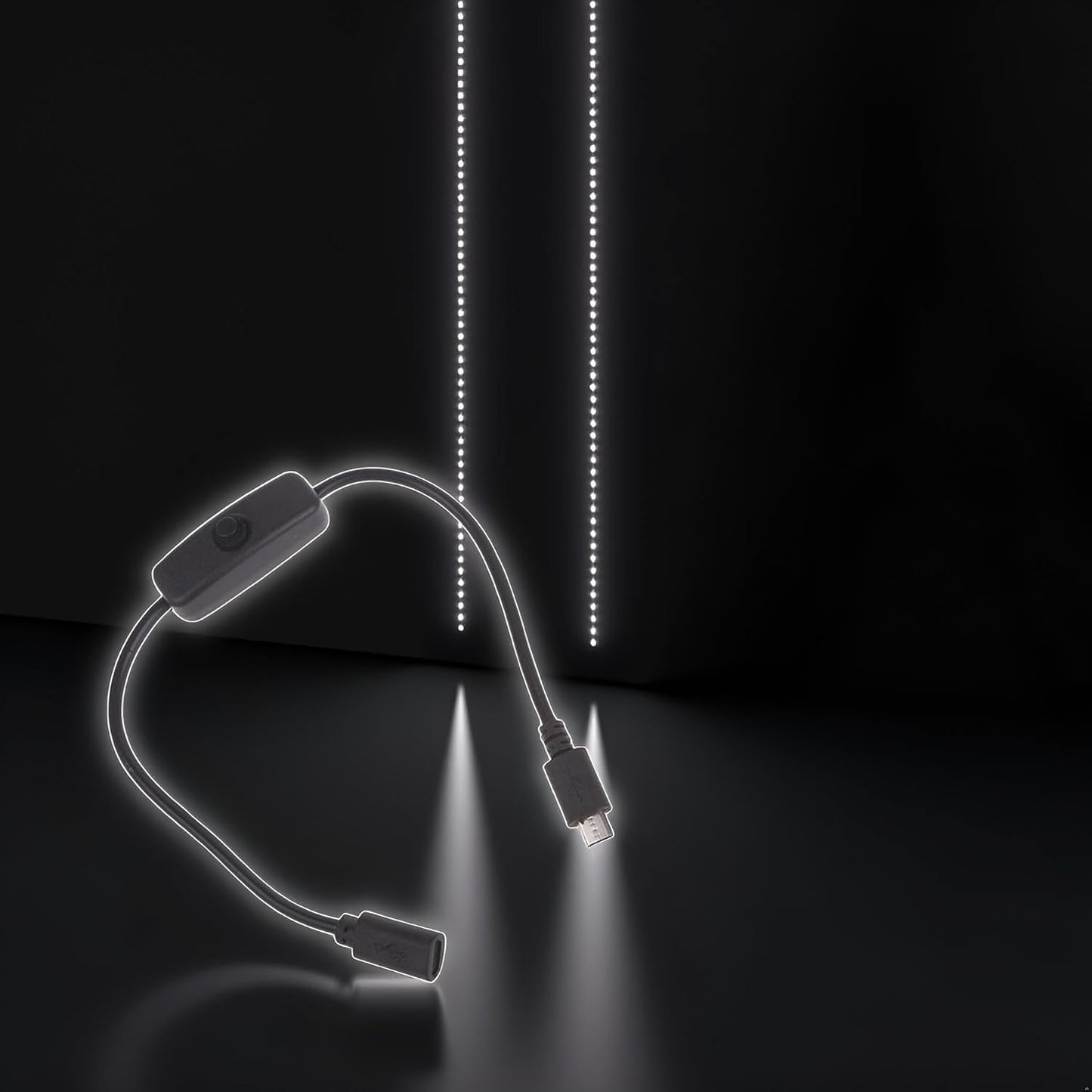 GANPUB Black Micro USB Extension Cord with On Female to Male Extension Cable Switch for and Other Micro USB Powered