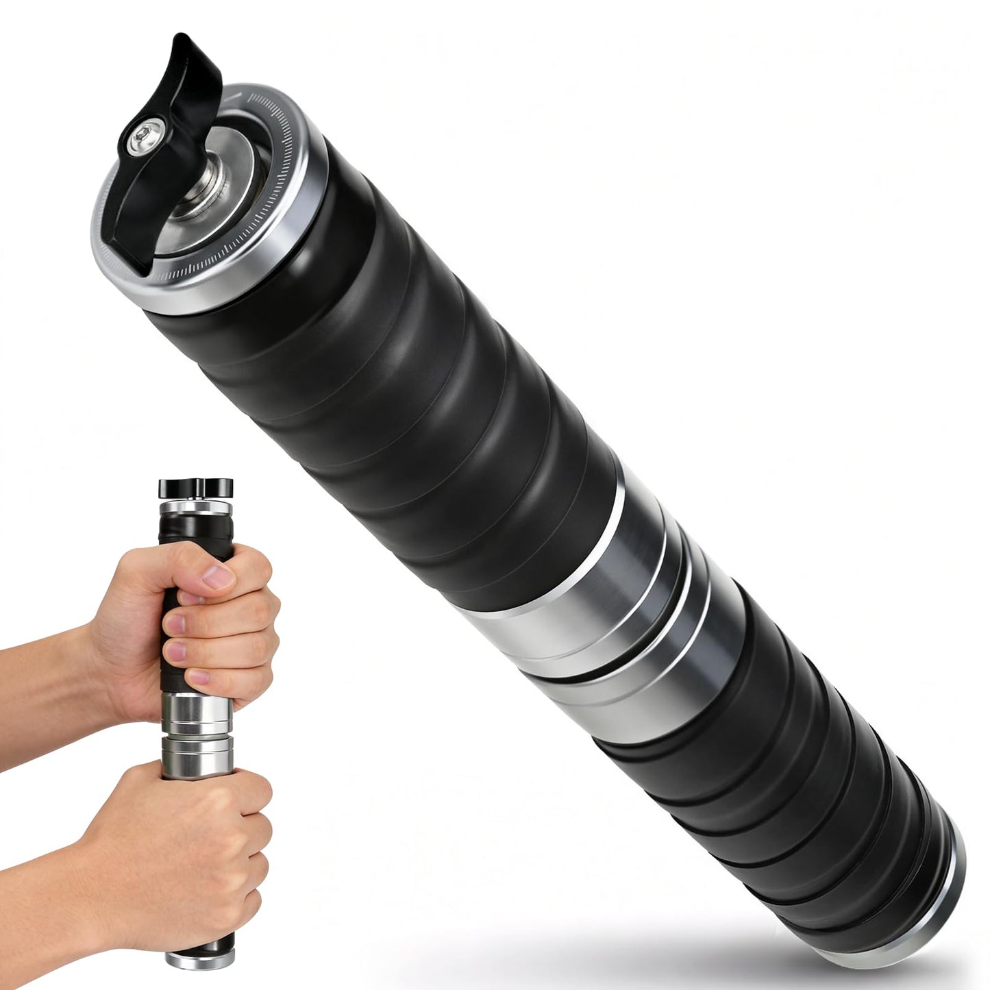 Portable Wrist Roller, Adjustable Resistance Wrist & Forearm Strengthener, Wrapped Handle Grip Strength Trainer, Exercise Equipment for Climbers, Weightlifters, Martial Artists, Aluminium Alloy