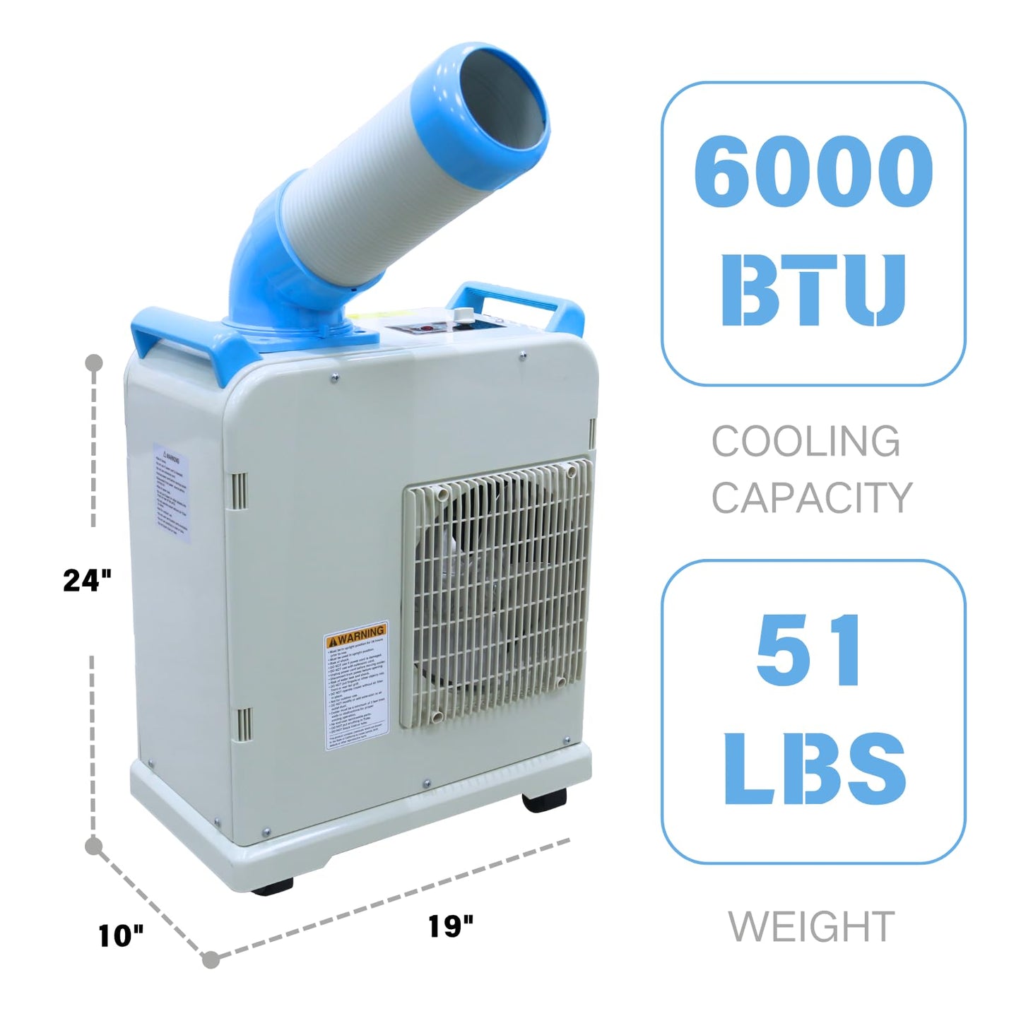 Amarite Industrial Spot Air Conditioner – 6000 BTU Portable Air Cooler with R32 Refrigerant, Mobile Spot Cooler for Indoor/Outdoor Use