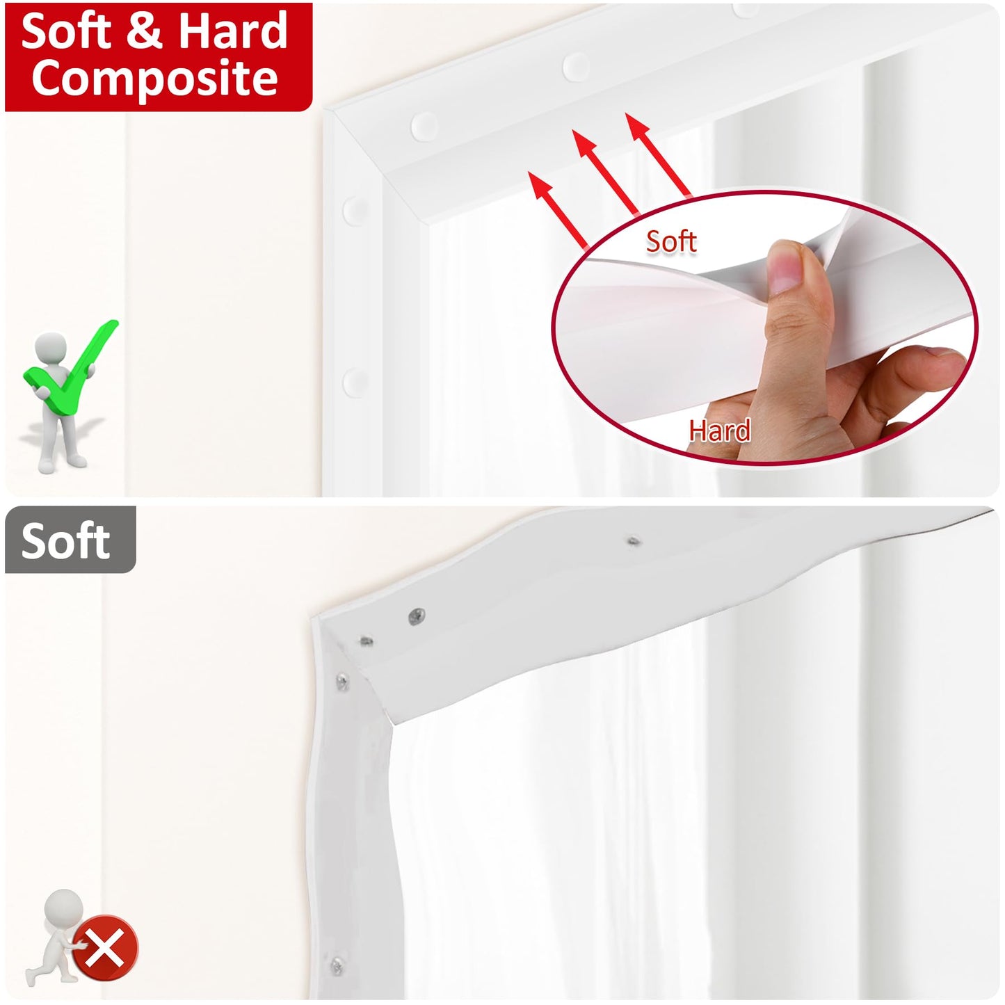 ToLanbbt Garage Door Seal Top and Sides - 36FT TPE Garage Door Weather Stripping Top and Side Trim Seal Replacement with Adhesive Backed, Nails and Lids, White