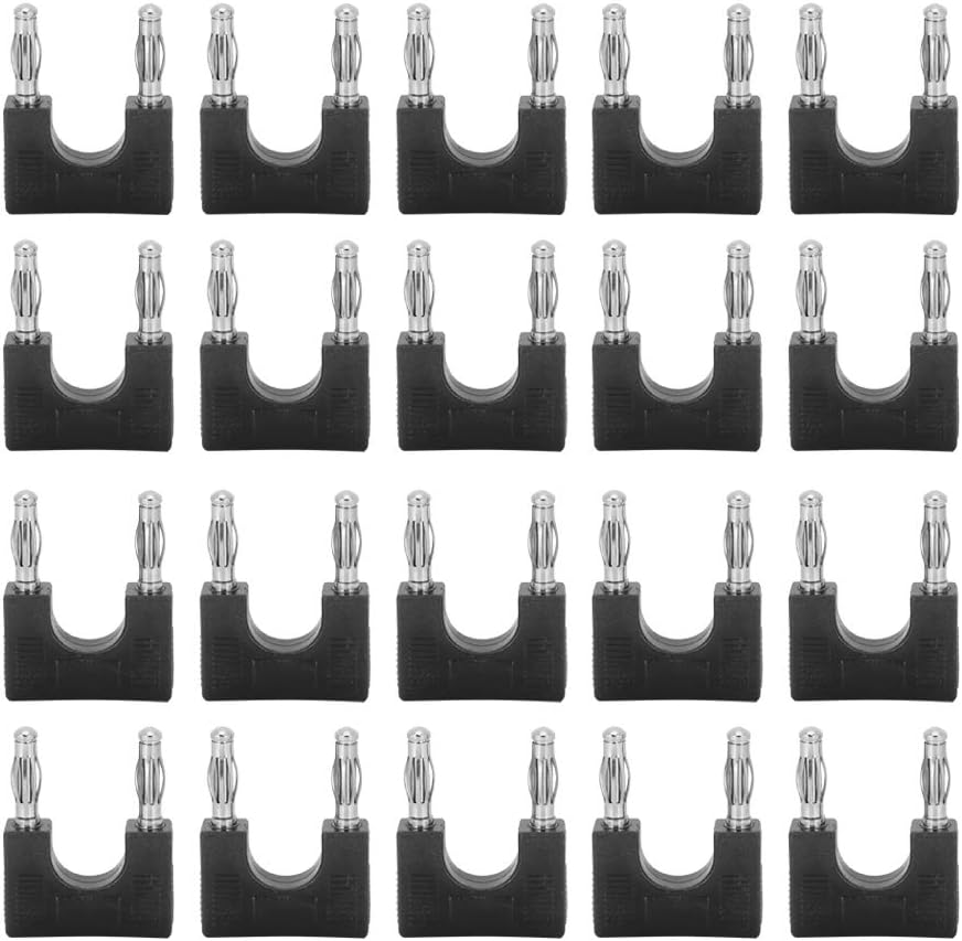 Spryflower 20Pcs 4mm 3mm, Dual Banana Plug, Brass - Proof U - Shaped Audio Adapter Connector for Speaker Cables up