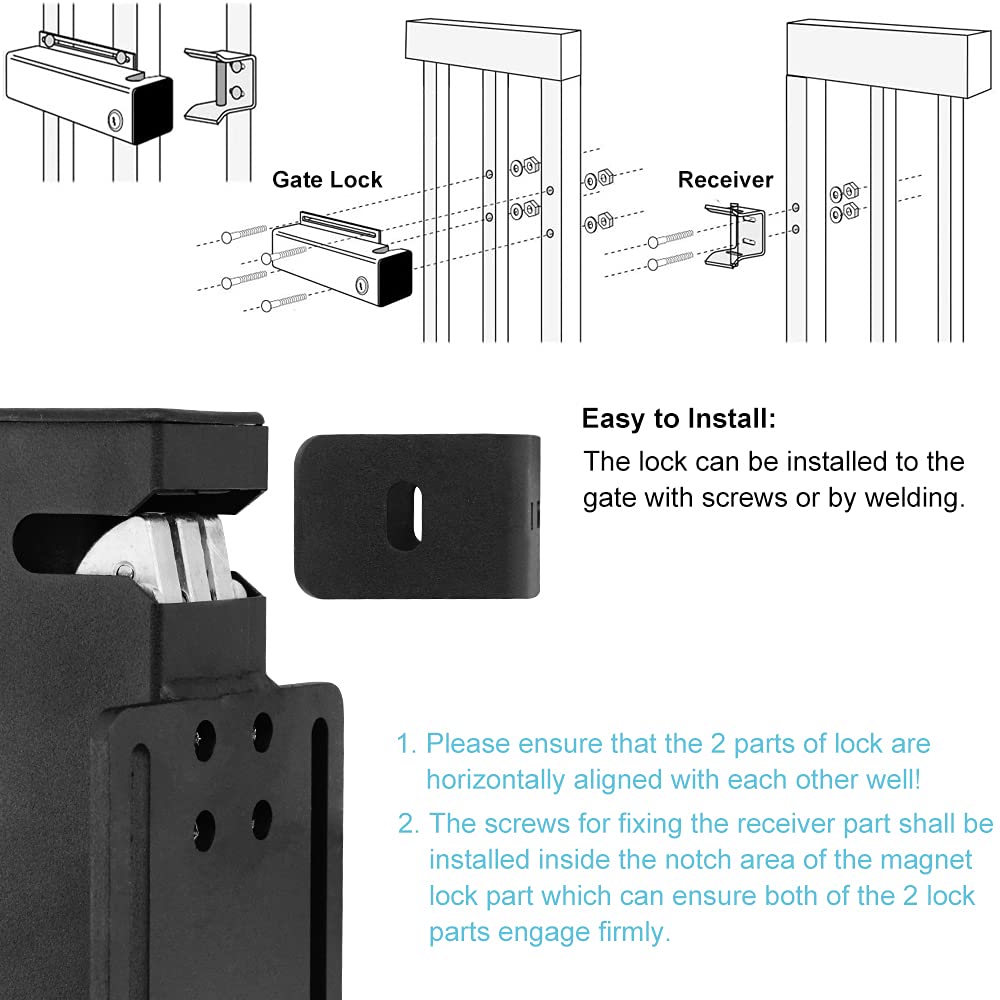 X X-House Universal Automatic Electric Gate Lock for Gate Operator System Device Safe Security Gate Lock Work for DC 12-24V Swing Gate Opener, Compatible with Mighty Mule, Topens, CO-Z, Gyxel, JUJIANG