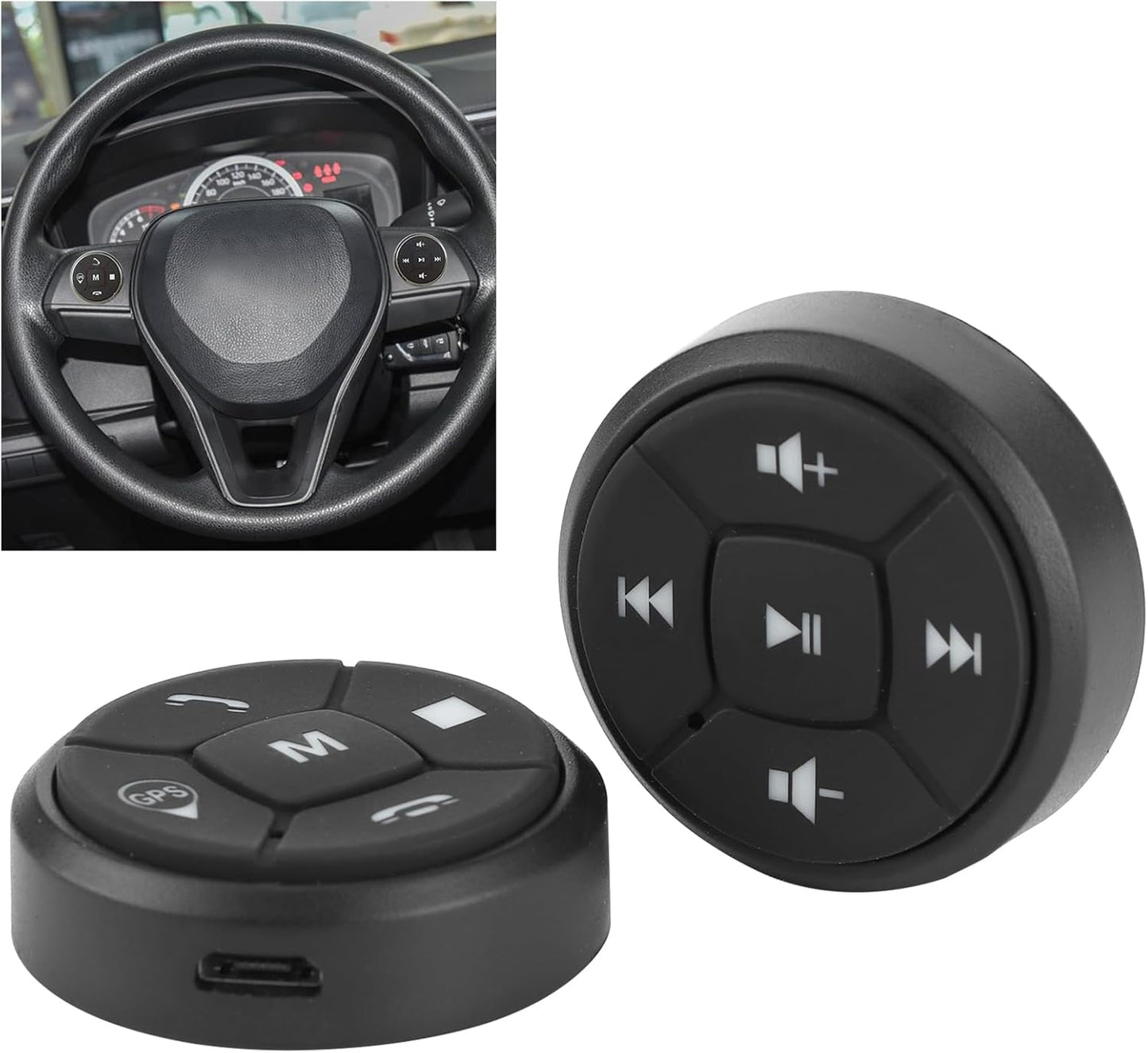 Locadence Wirelessly BT Media Remote Button, Steering Wheel Control Buttons Kit, Car Steering Wheel Button Media Remote