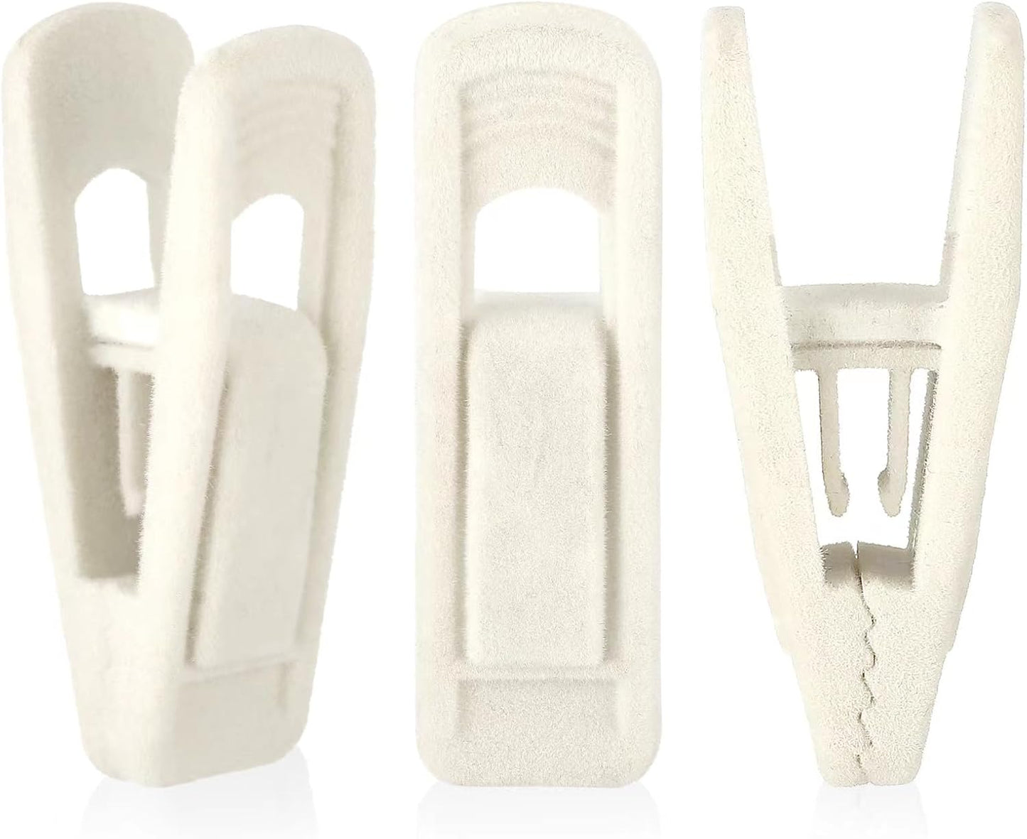 Tinfol Ivory Velvet Hanger Clips - 24 Pack Large Opening Clips for Slim-Line Clothes Hangers