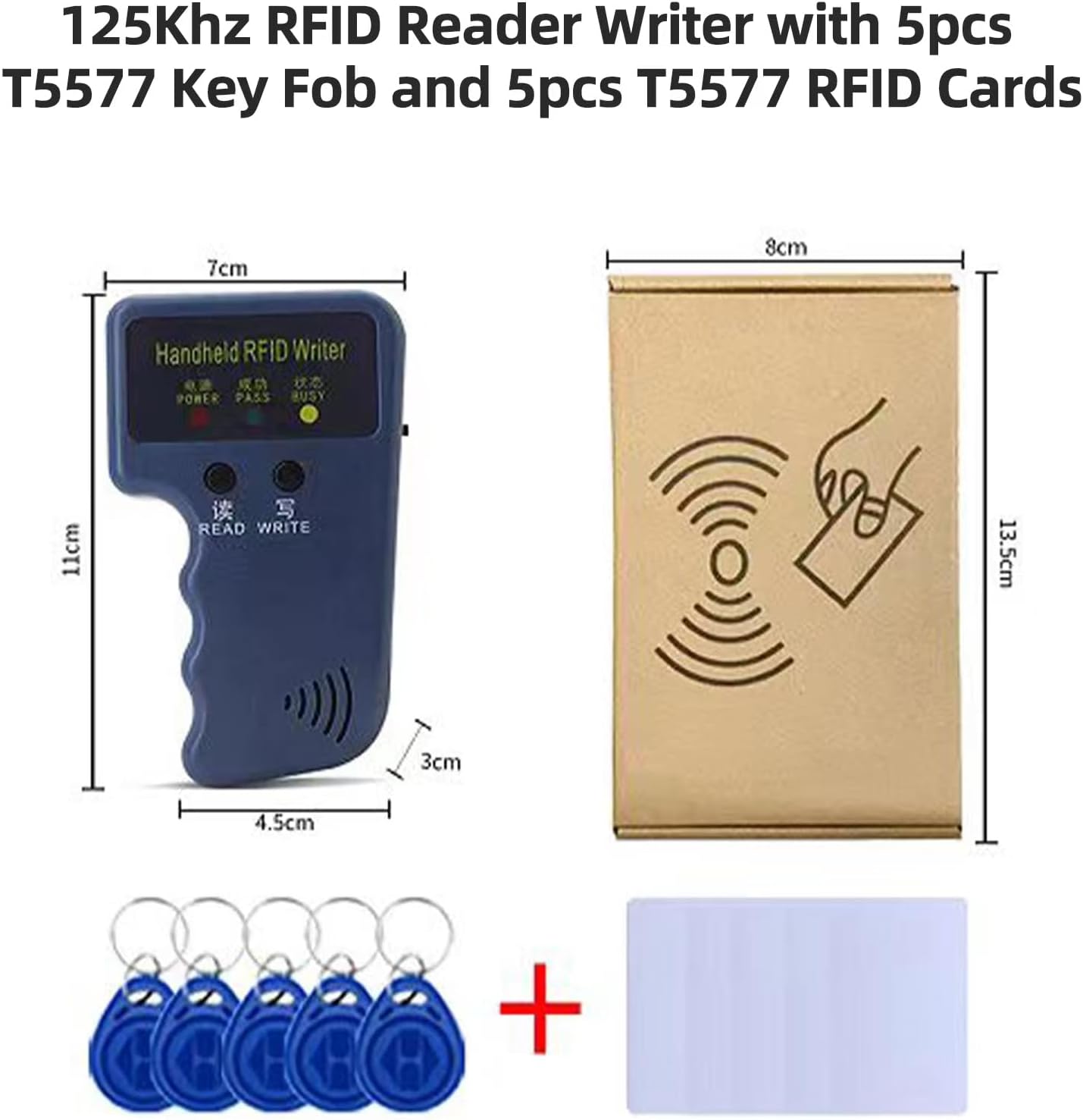 Bivpreom 125khz 125khz 5pcs T5577 5pcs T5577 RFID Reader Writer,Handheld RFID Copier,RFID Reader for Id and Hid Cards