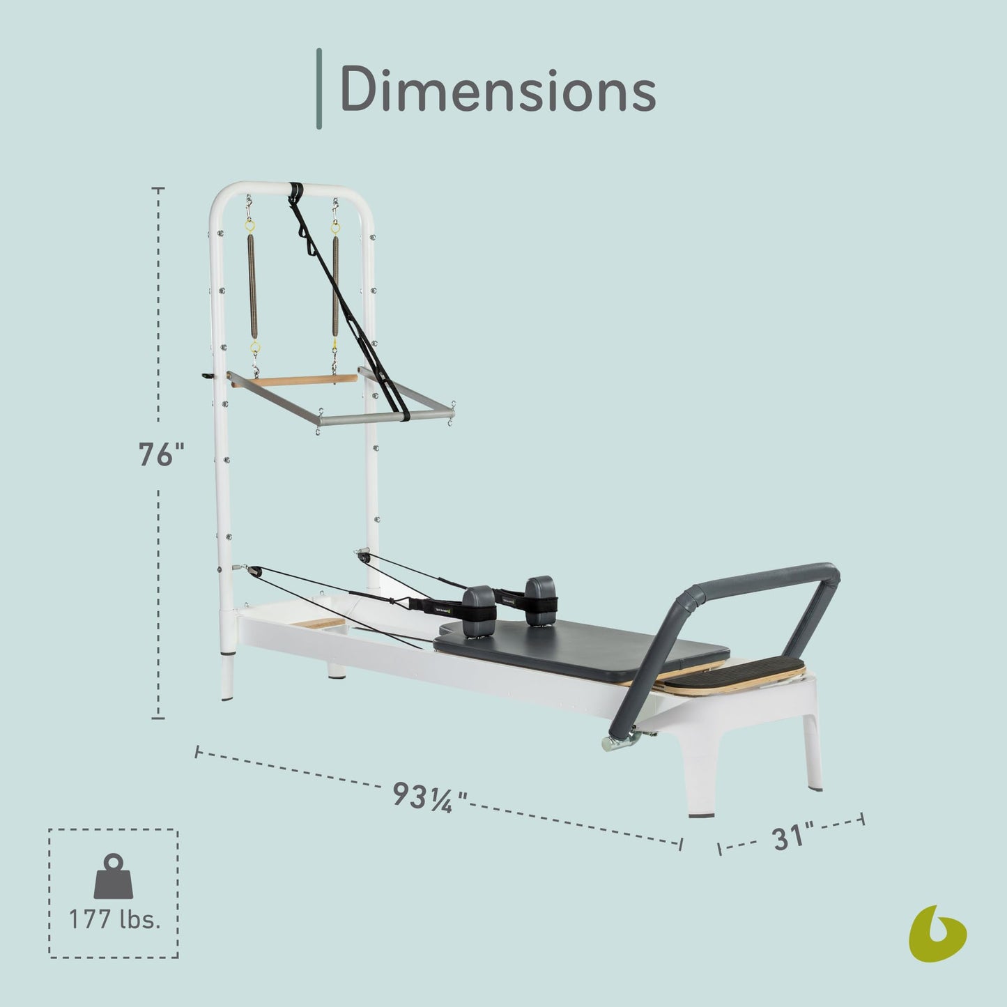 Balanced Body Allegro 2 Pilates Reformer with Steel Footbar, Tower, and Mat Conversion, Pilates Exercise Equipment, Workout Equipment for Home or Studio
