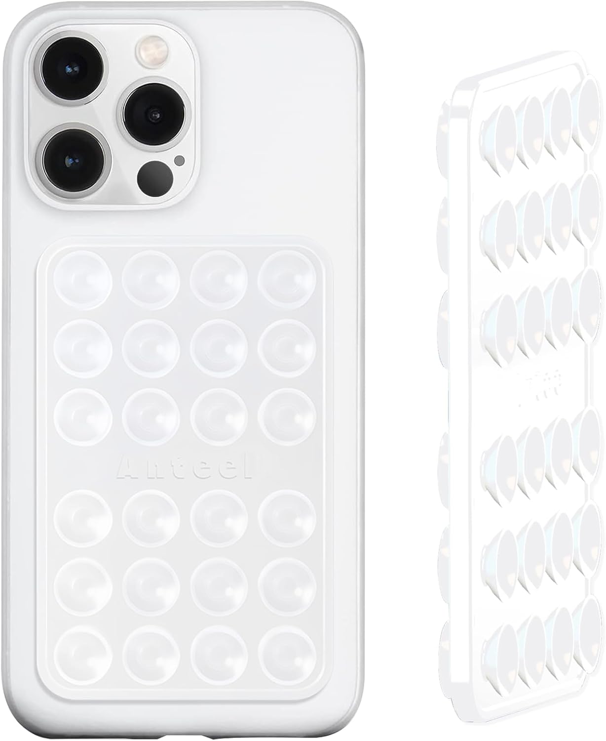 Anteel 2.36"x3.66" Double-Sided Silicone Suction Phone Case Mount, Enhanced Suction Cup Power and Thickened Grip