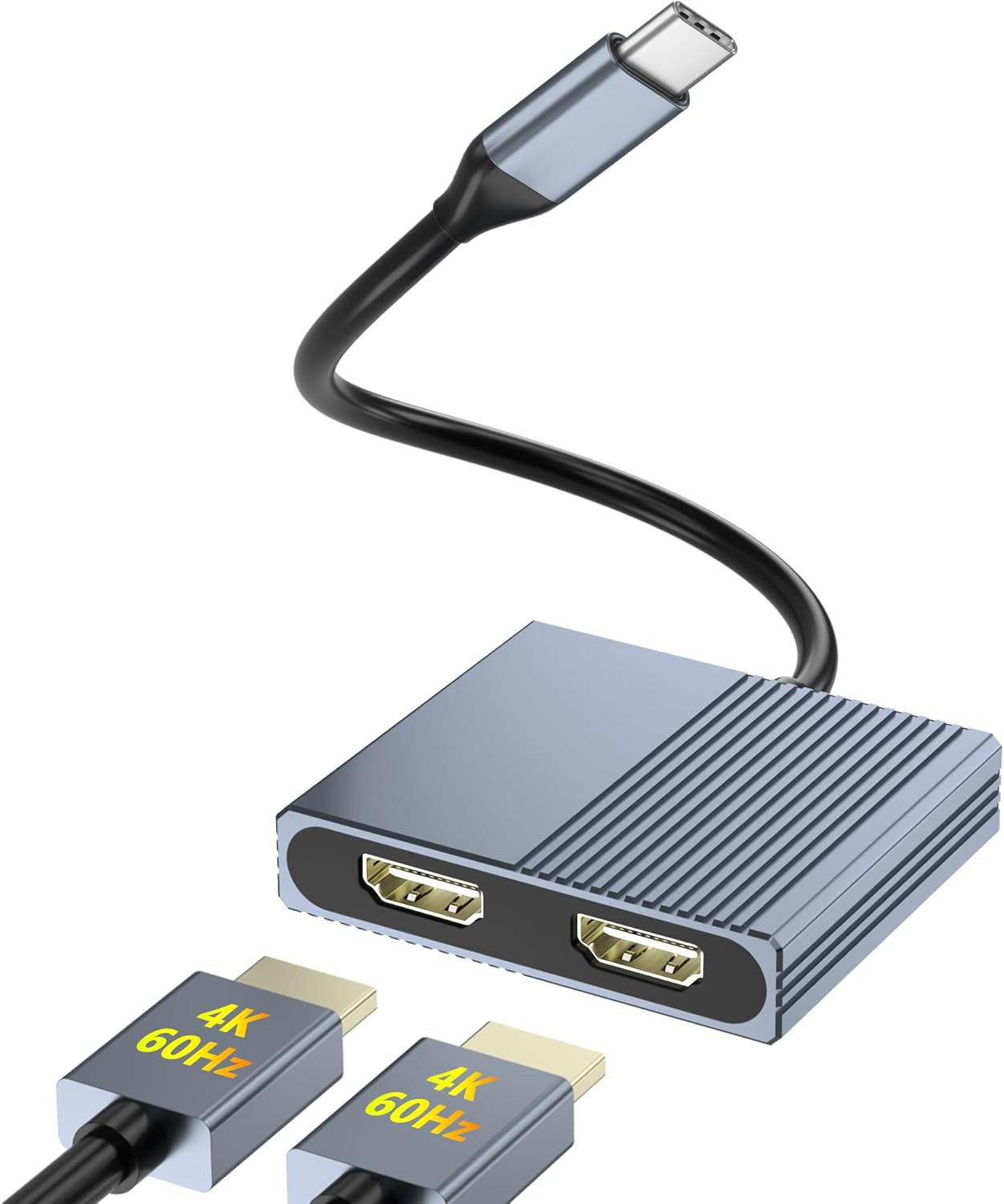Aibilangose 2 4K@60Hz Dual HDMI Adapter for Monitors, Double HDMI Splitter for dual monitors, Dual Monitor Adapter