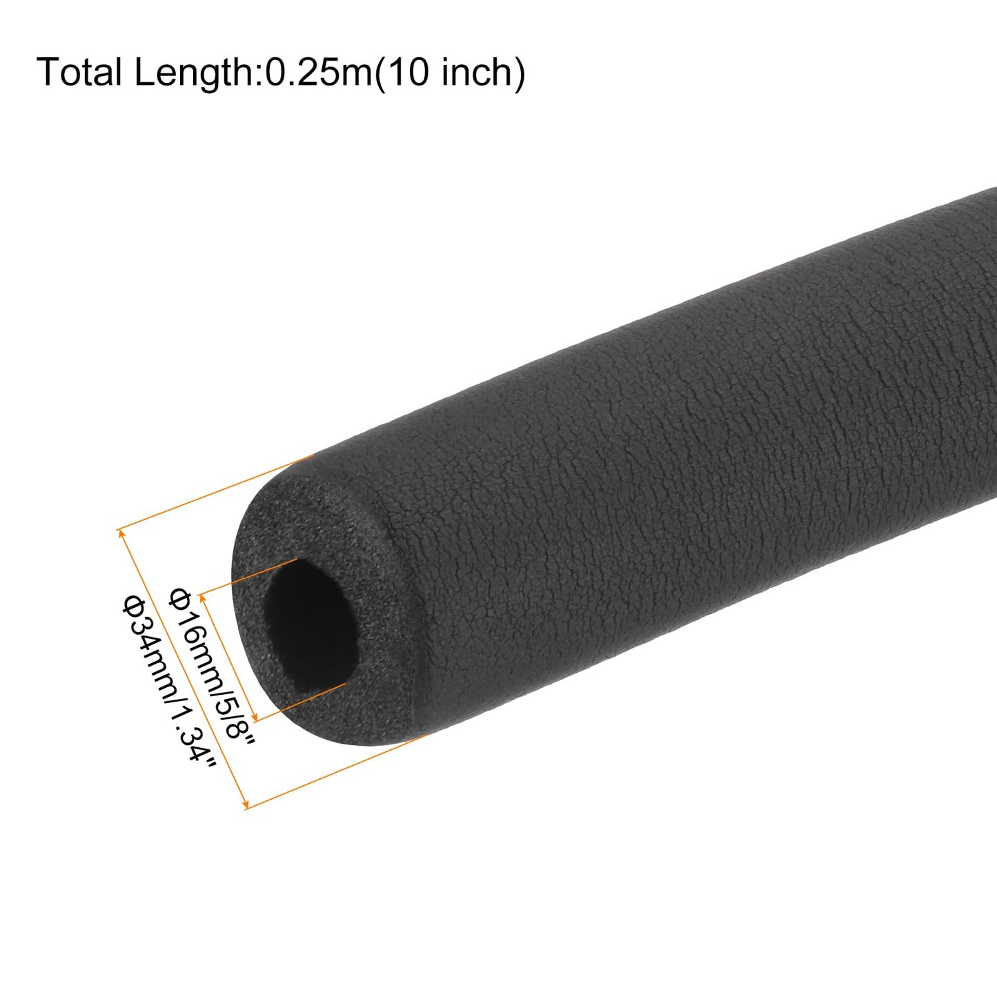 MECCANIXITY Pipe Insulation Tube Foam Grip Tubing 16mm(5/8") ID 34mm OD 10" Black for Pipe Lagging, Utensils, Fitness, Tools Handle Support